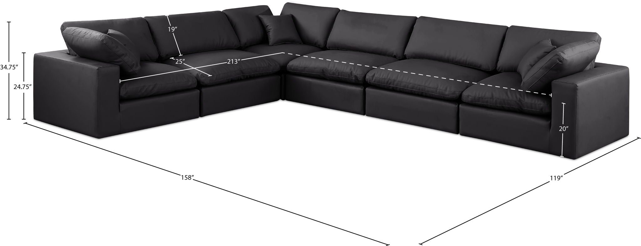 Comfy - 6 Piece Faux Leather Modular Corner Sectional