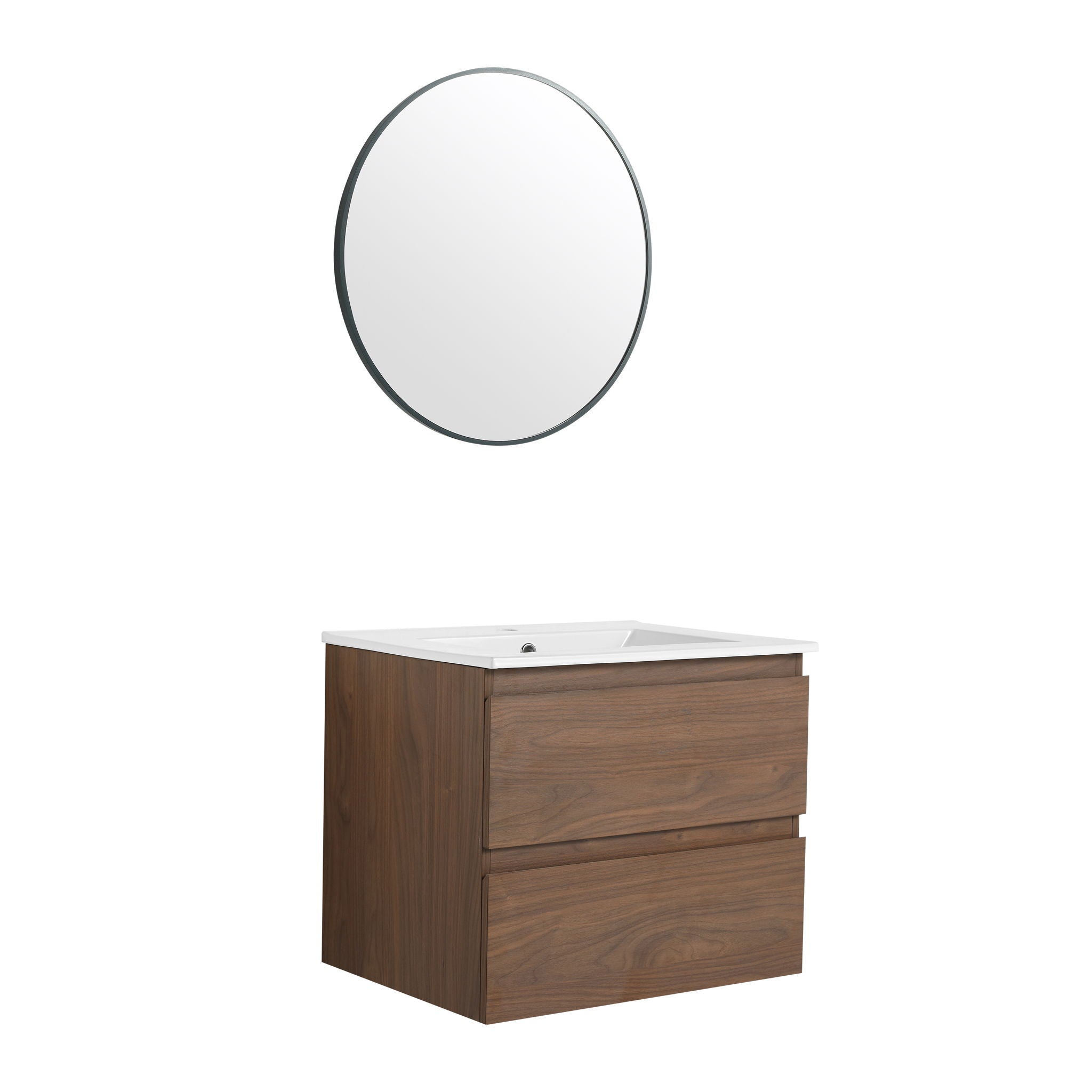 Wall Mounted Bathroom Vanity & Sink, 2 Soft Close Drawers