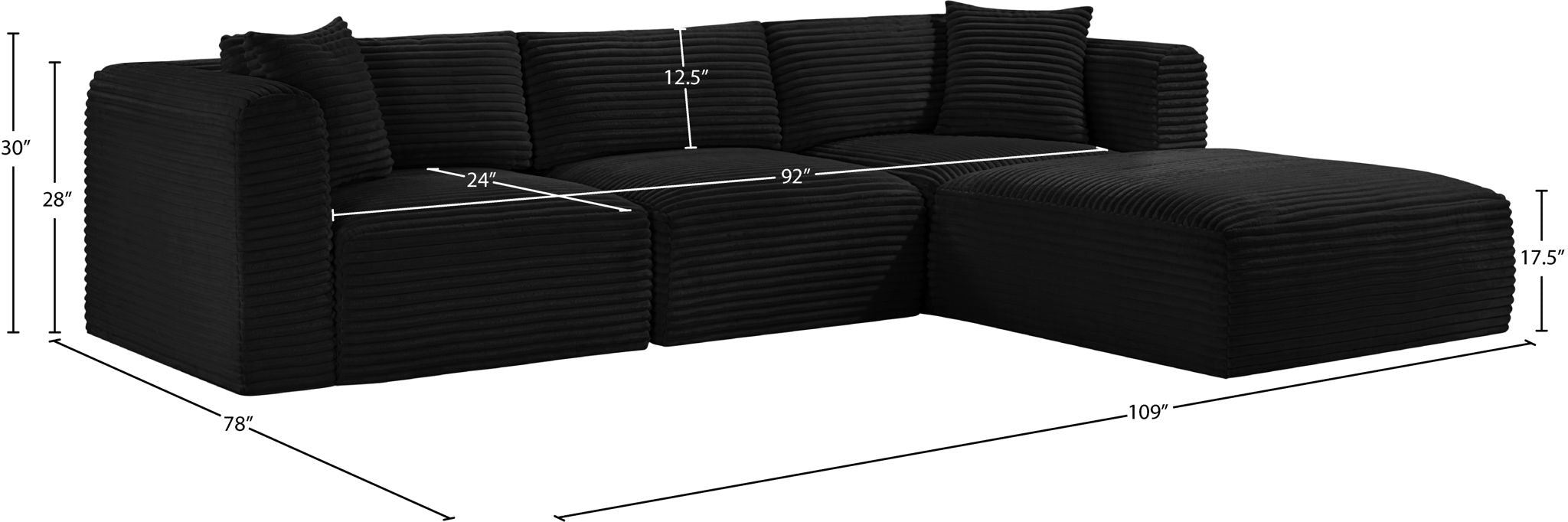Shaggy - 4 Piece Modular Sectional