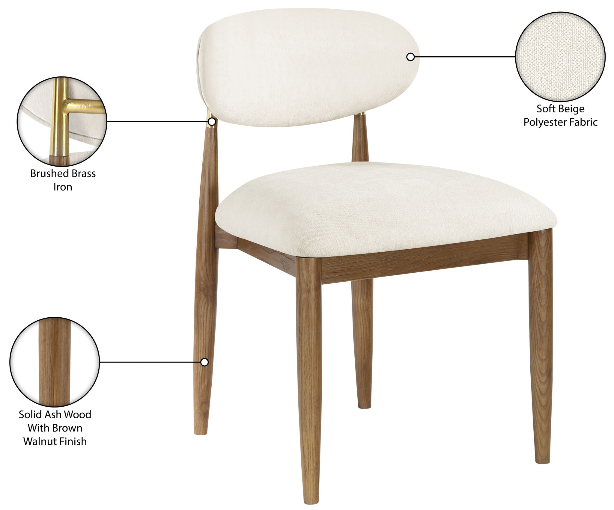 Riccio - Fabric Dining Side Chair (Set of 2) - Walnut Frame