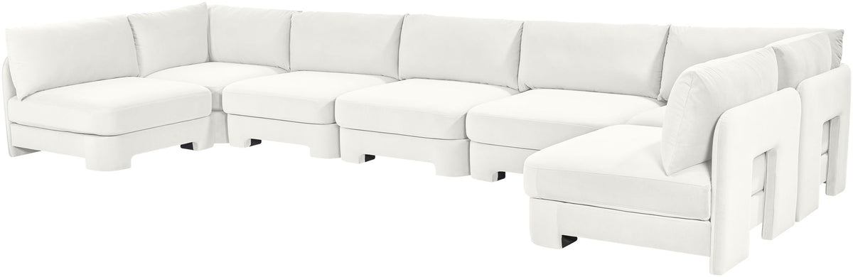 Hammond - Velvet Performance Fabric Upholstered 7 Piece U-Shaped Armless Sectional