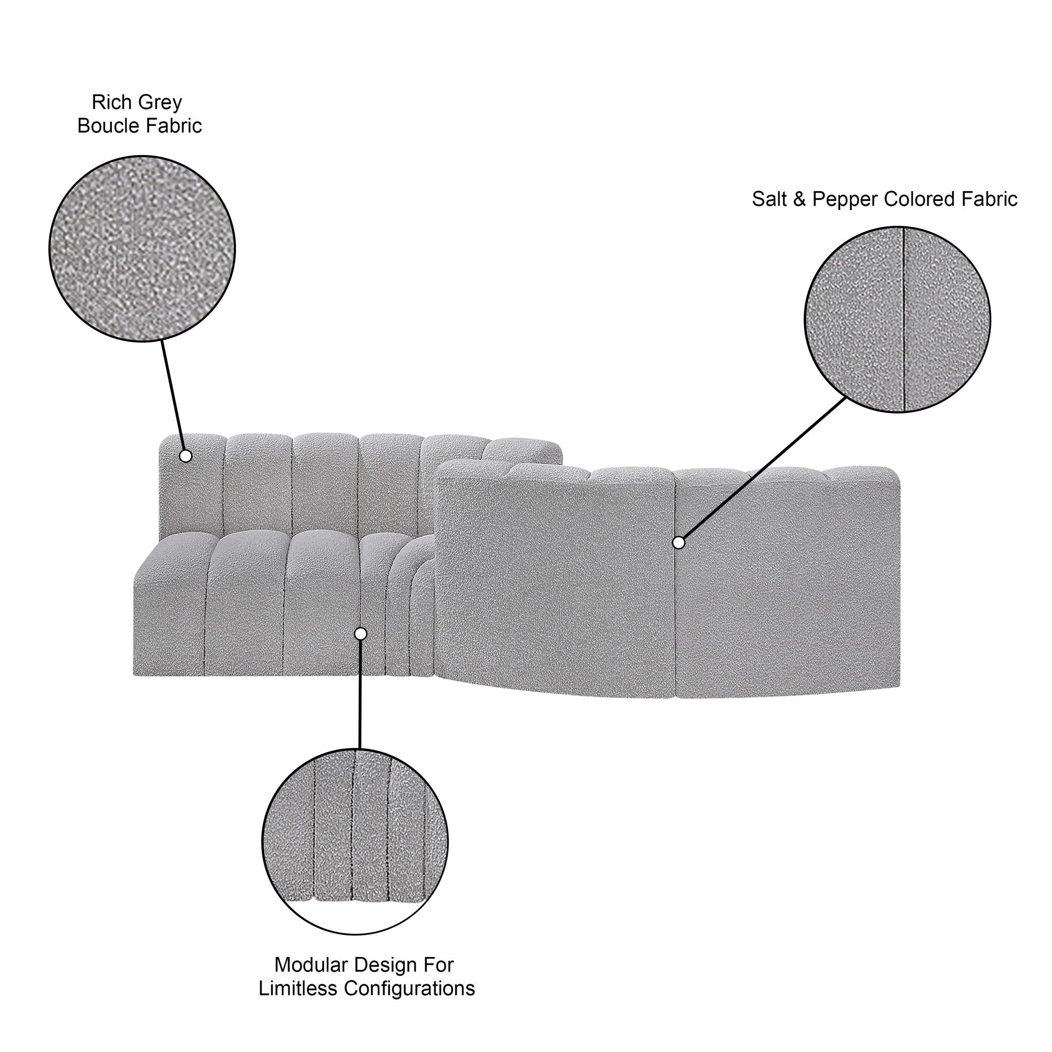 Arc - Boucle Fabric 4 Piece Sofa