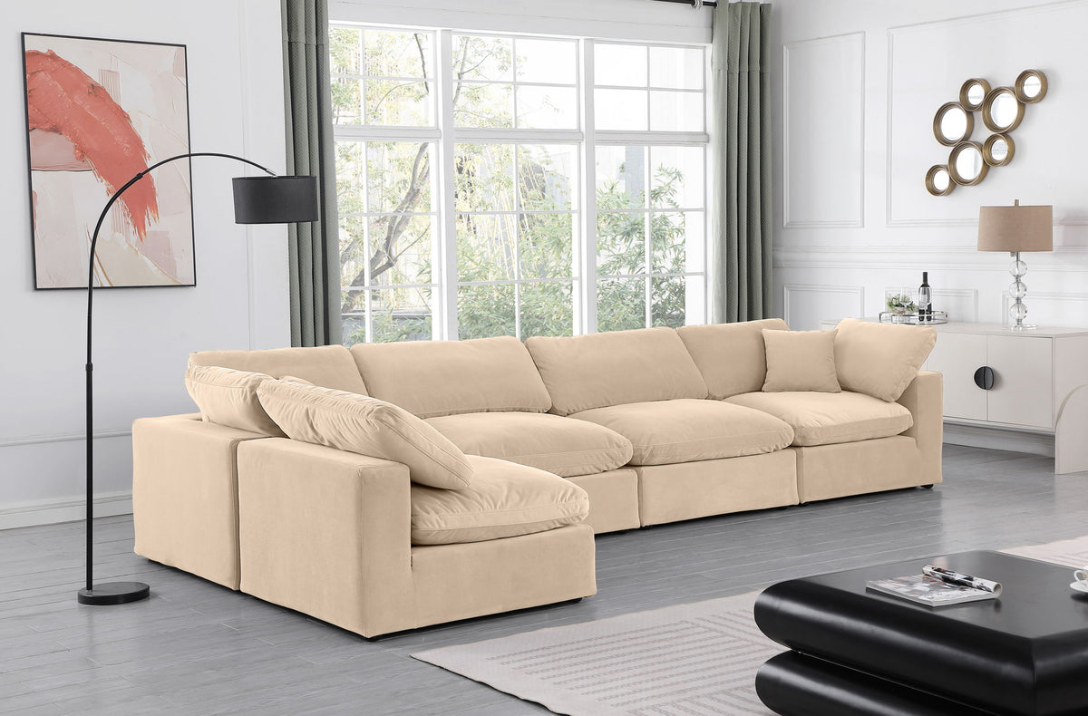 Comfy - 5 Piece Velvet Modular Sectional