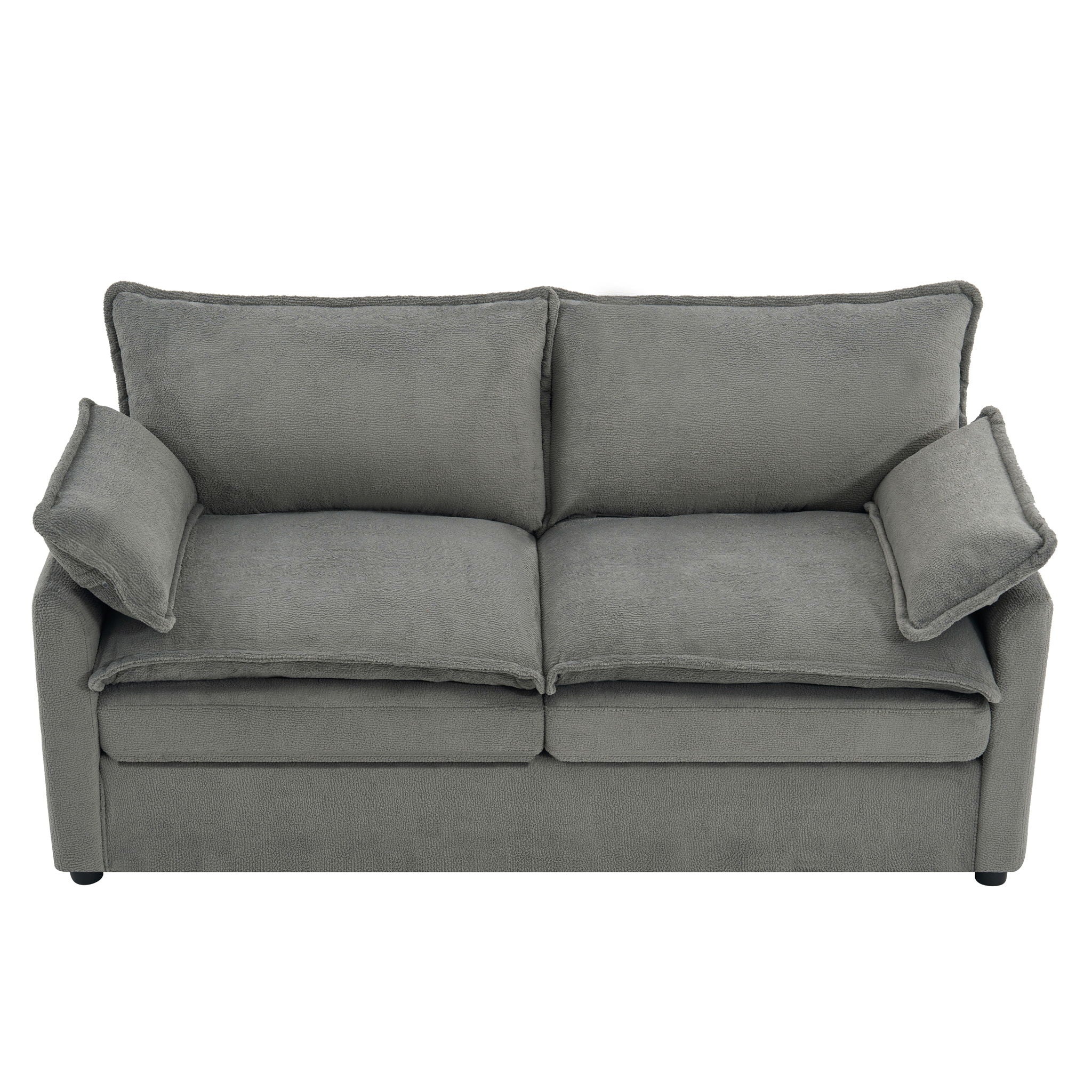 Modern Loveseat Sofa, Upholstered Couch With Side Storage Pockets