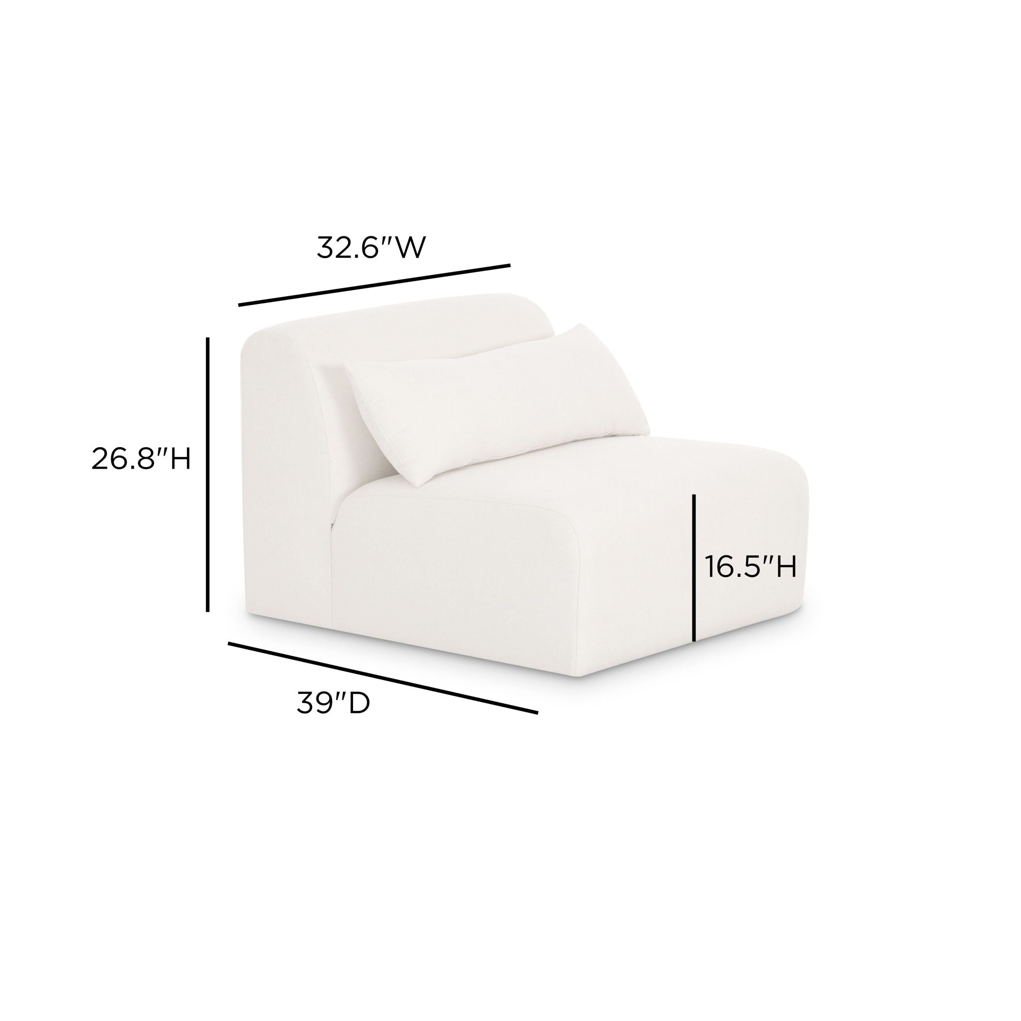 Tarra - Chenille Modular Armless Chair - Cream