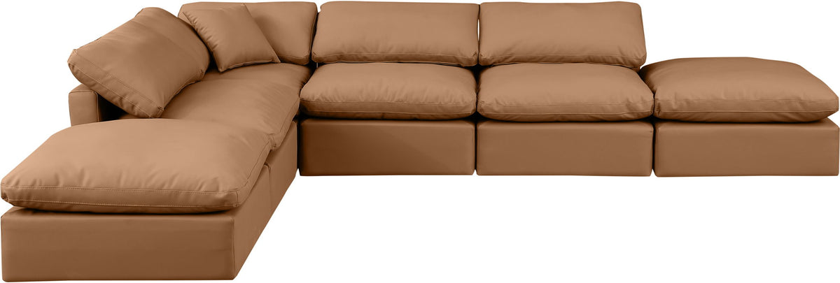 Indulge - Faux Leather 6 Piece Modular Armless Sectional