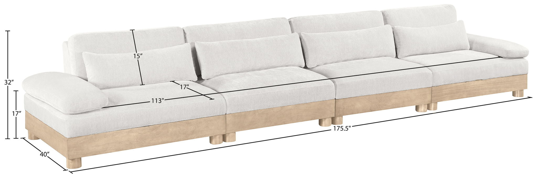 Turin - Chenille Fabric Upholstered Modular Sectional - White