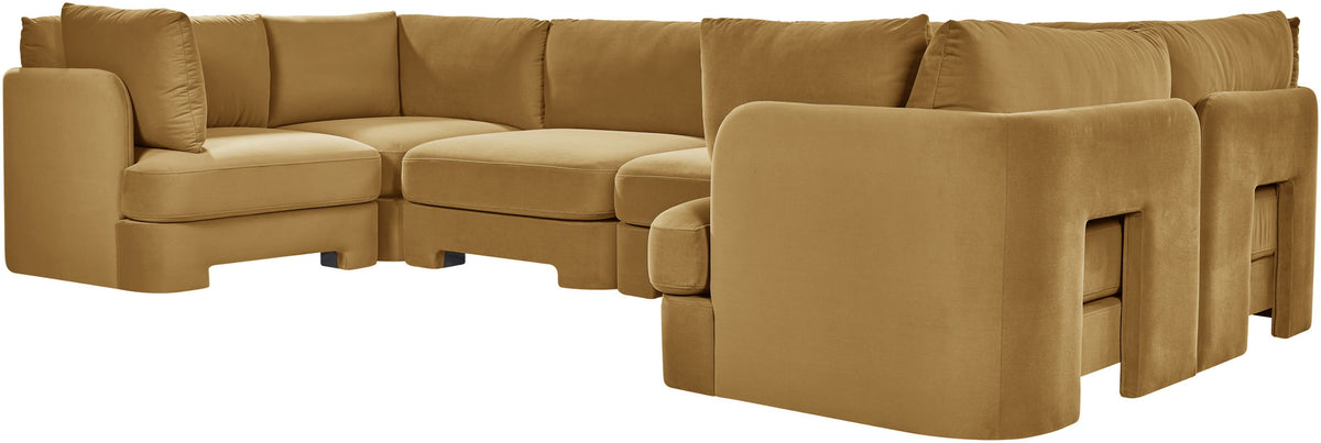 Hammond - Velvet Performance Fabric Upholstered 6 Piece U-Shaped Sectional