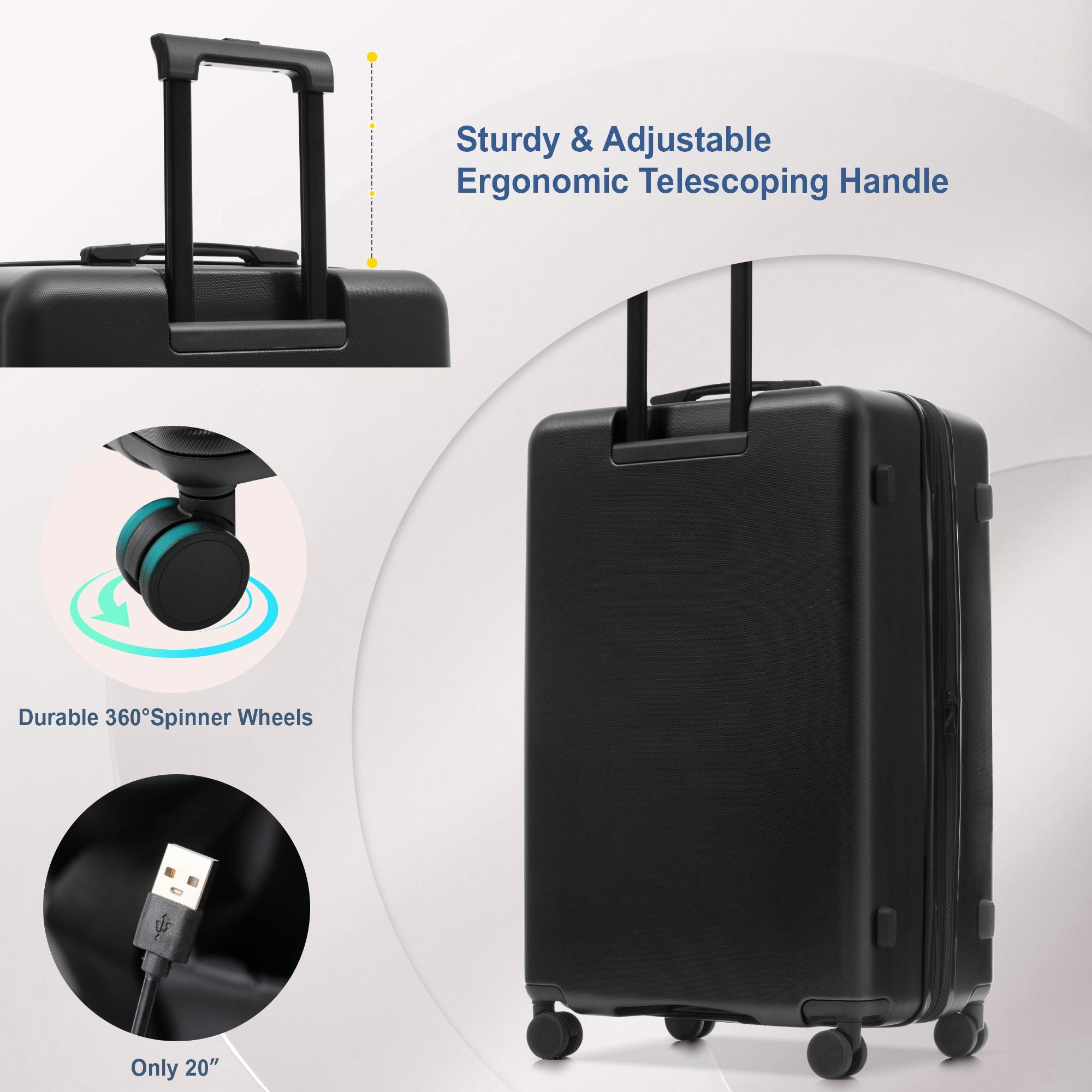 Hardside Luggage Set 5 Piece With Front Opening
