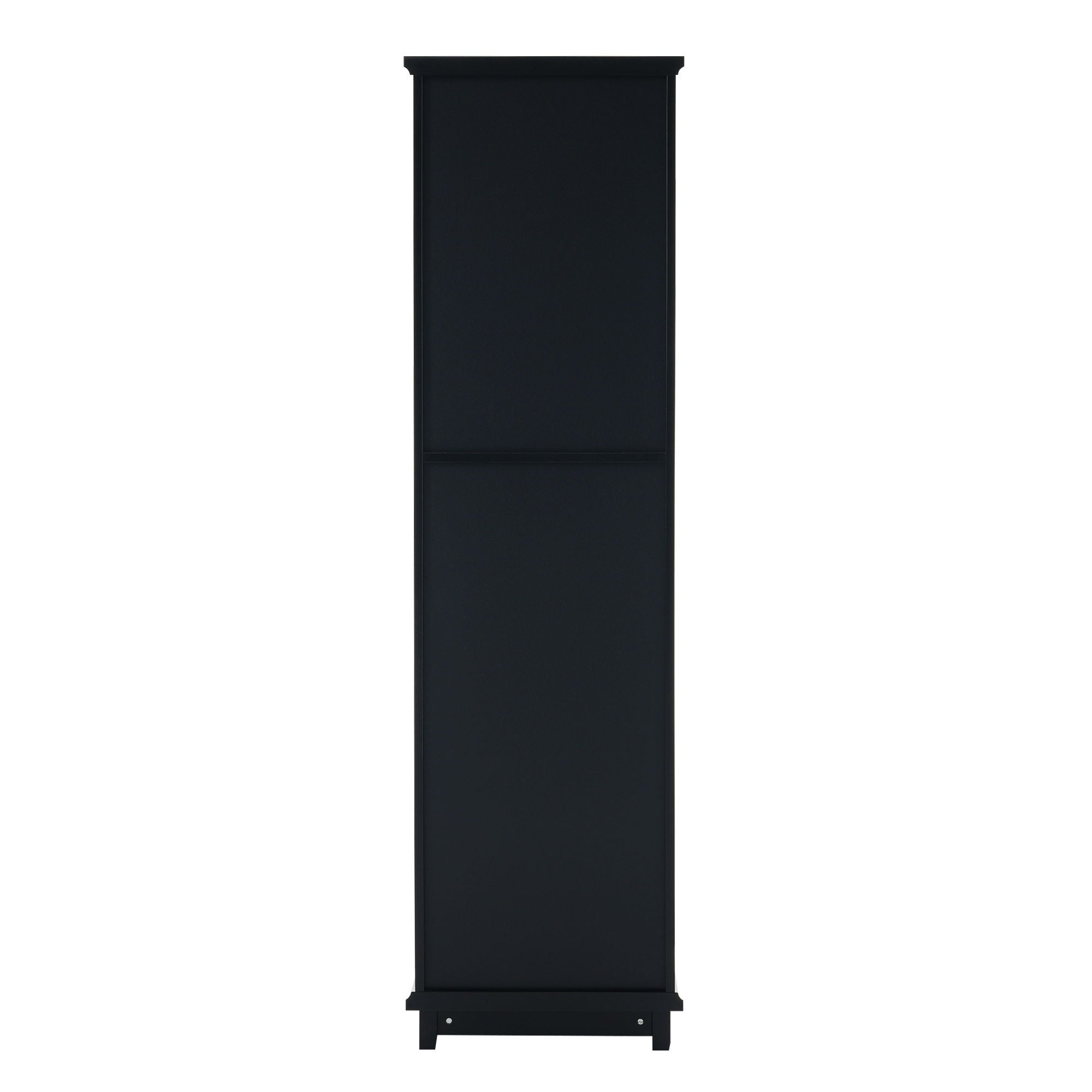 Tall Bathroom Storage Cabinet With Glass Doors, Free-Standing, Two Drawers, And Adjustable Shelves, Board, Painted Perfect For Displaying Your Favorite Items