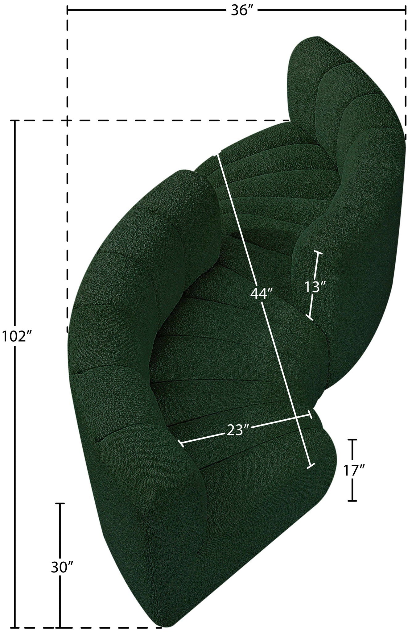 Arc - Boucle Fabric 4 Piece Curved Modular Sofa