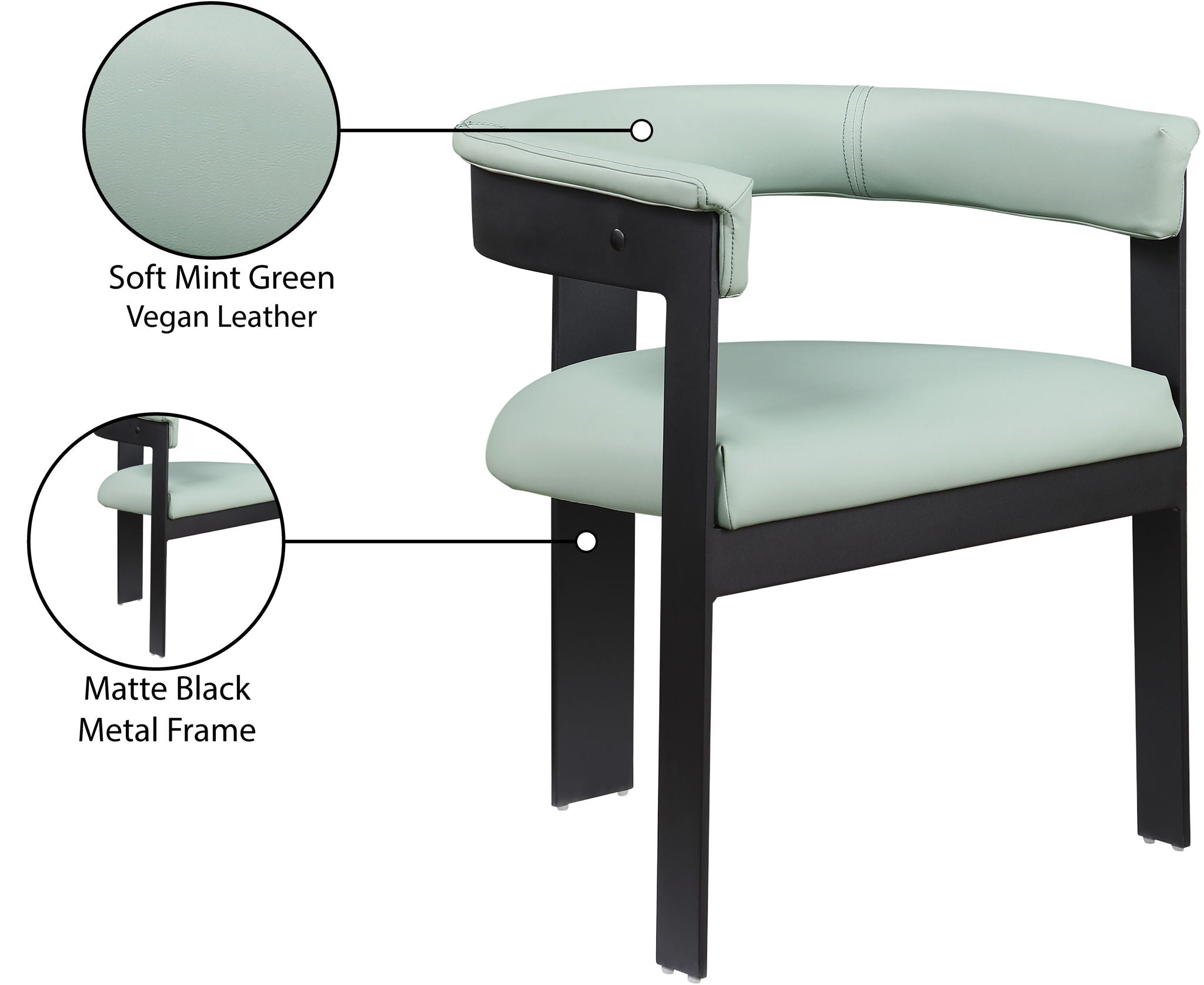 Romeo - Faux Leather Dining Chair With Black Base (Set of 2)