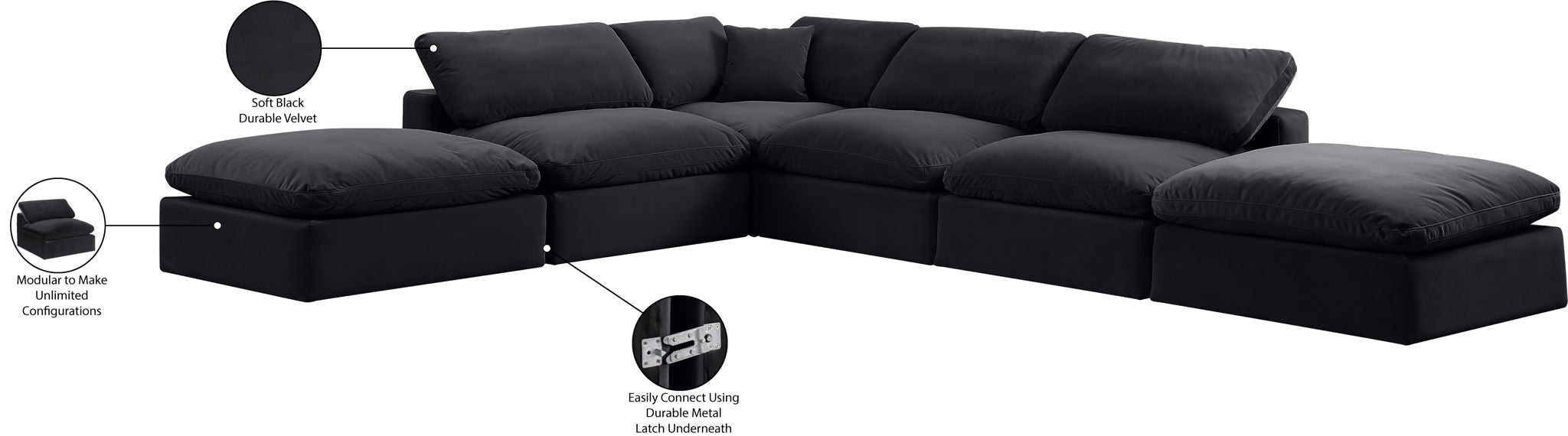 Comfy - 6 Piece Velvet Modular Sectional