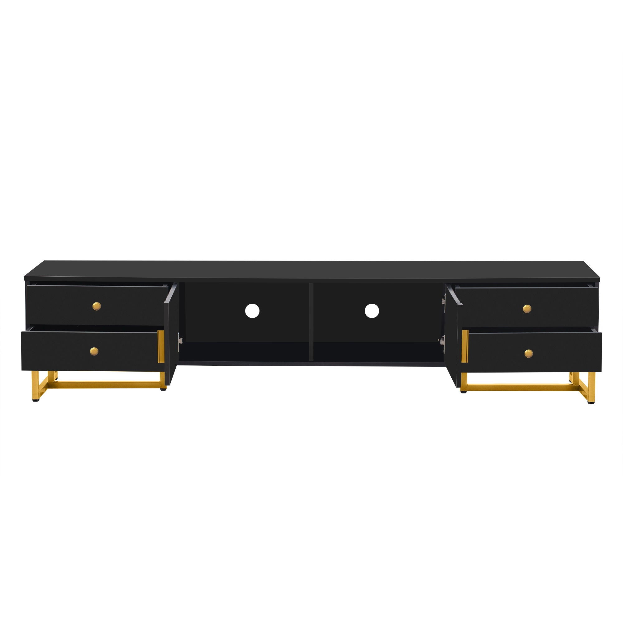 TV Media Console Table, TV Stand With Storage For Living Room - Black