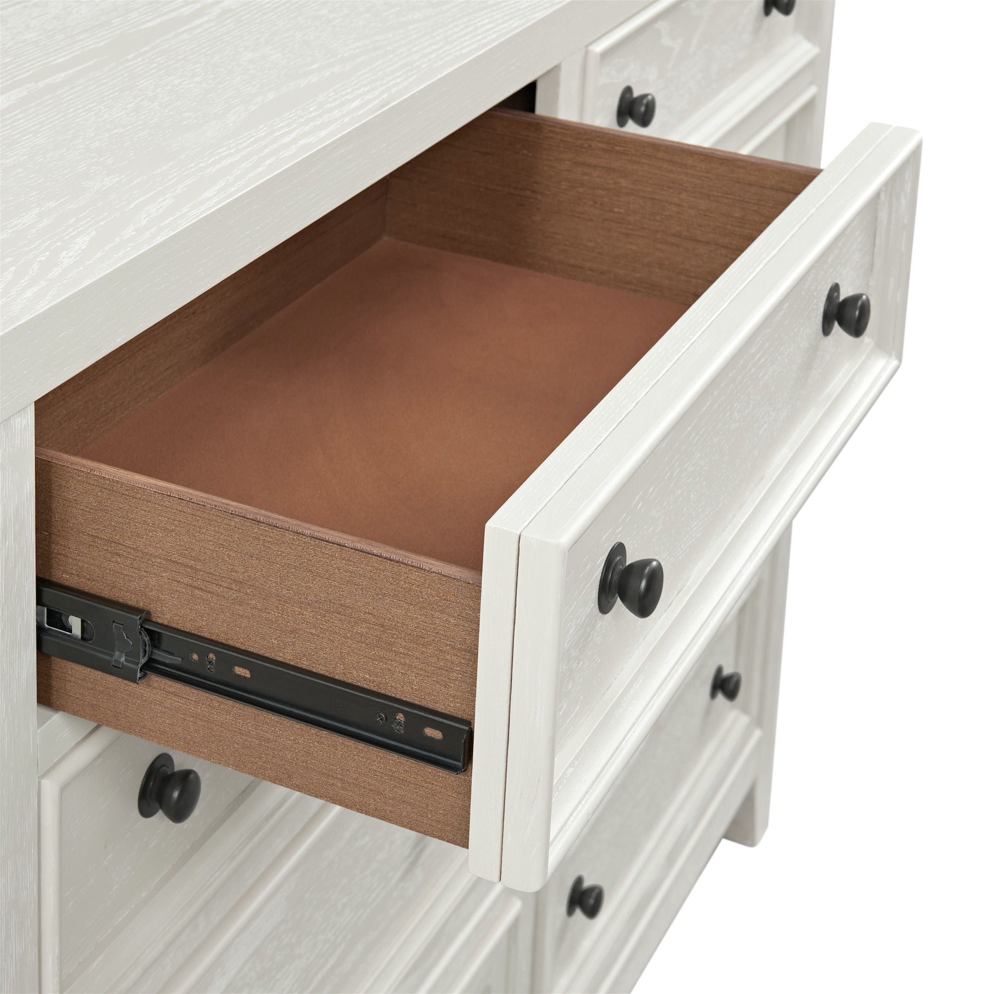 8 Drawer Dresser With Classic Framed Fronts And Smooth Glides - White