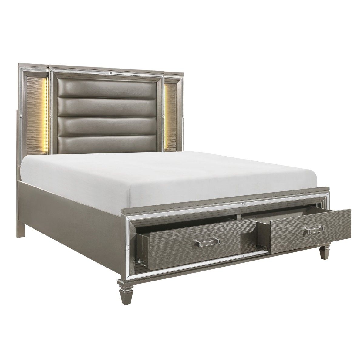 Tamsin - Platform Bed With Footboard Storage, LED Lighting