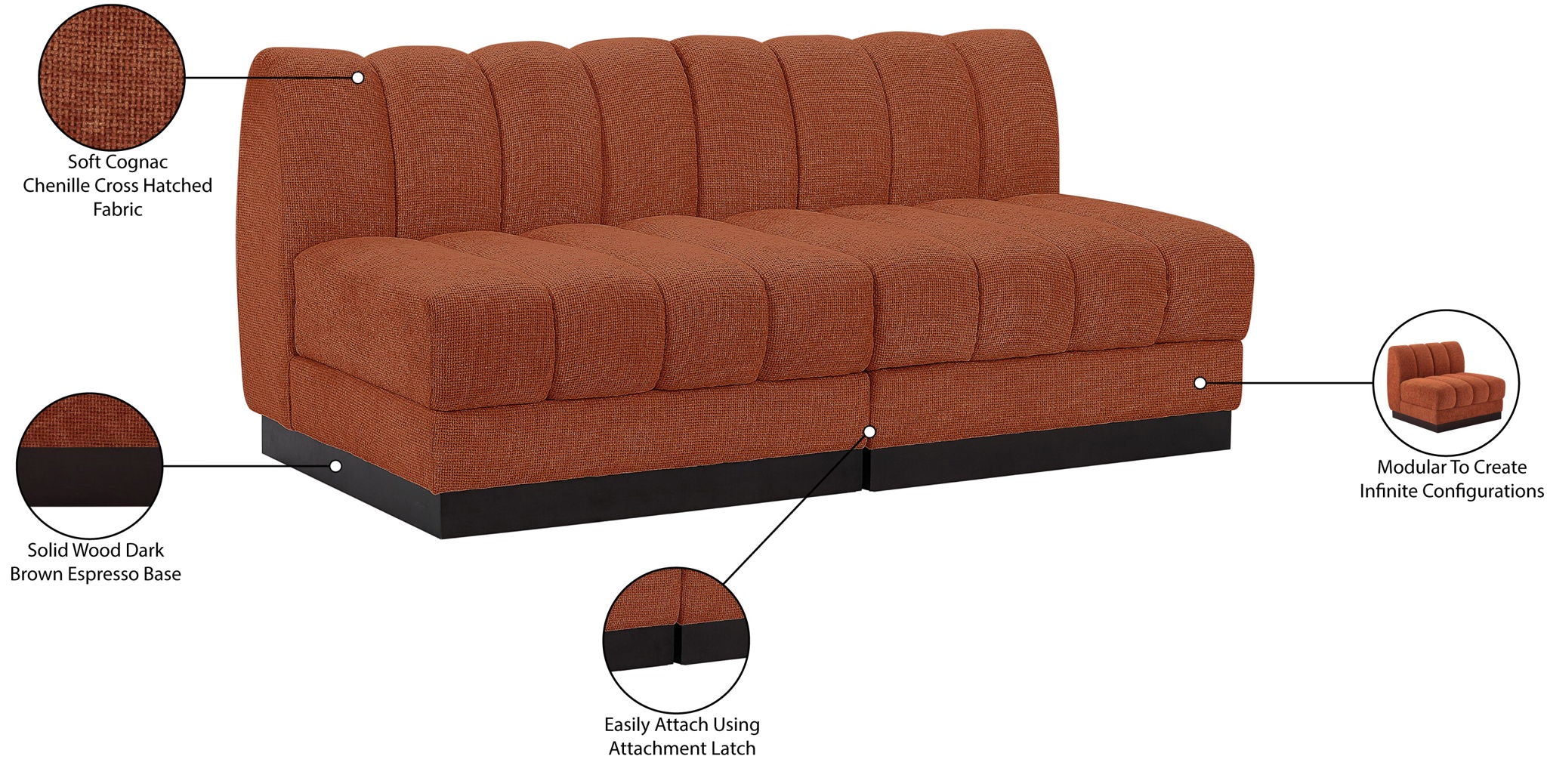 Quinn - 2 Seat Modular Armless Sofa