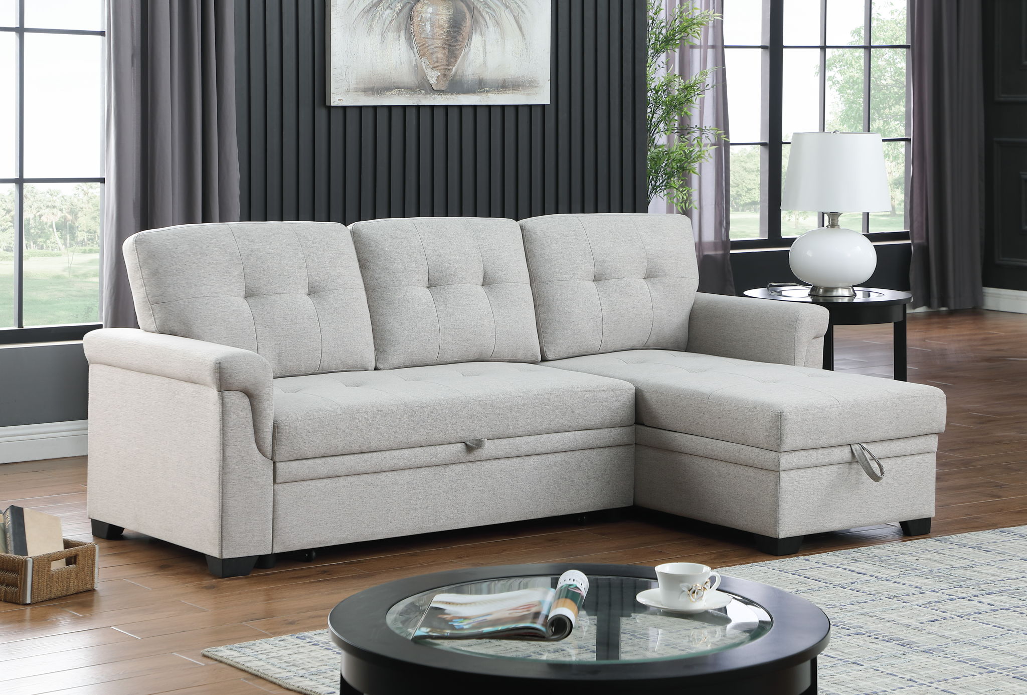 Lucca - Reversible Sleeper Sectional Sofa With Storage Chaise