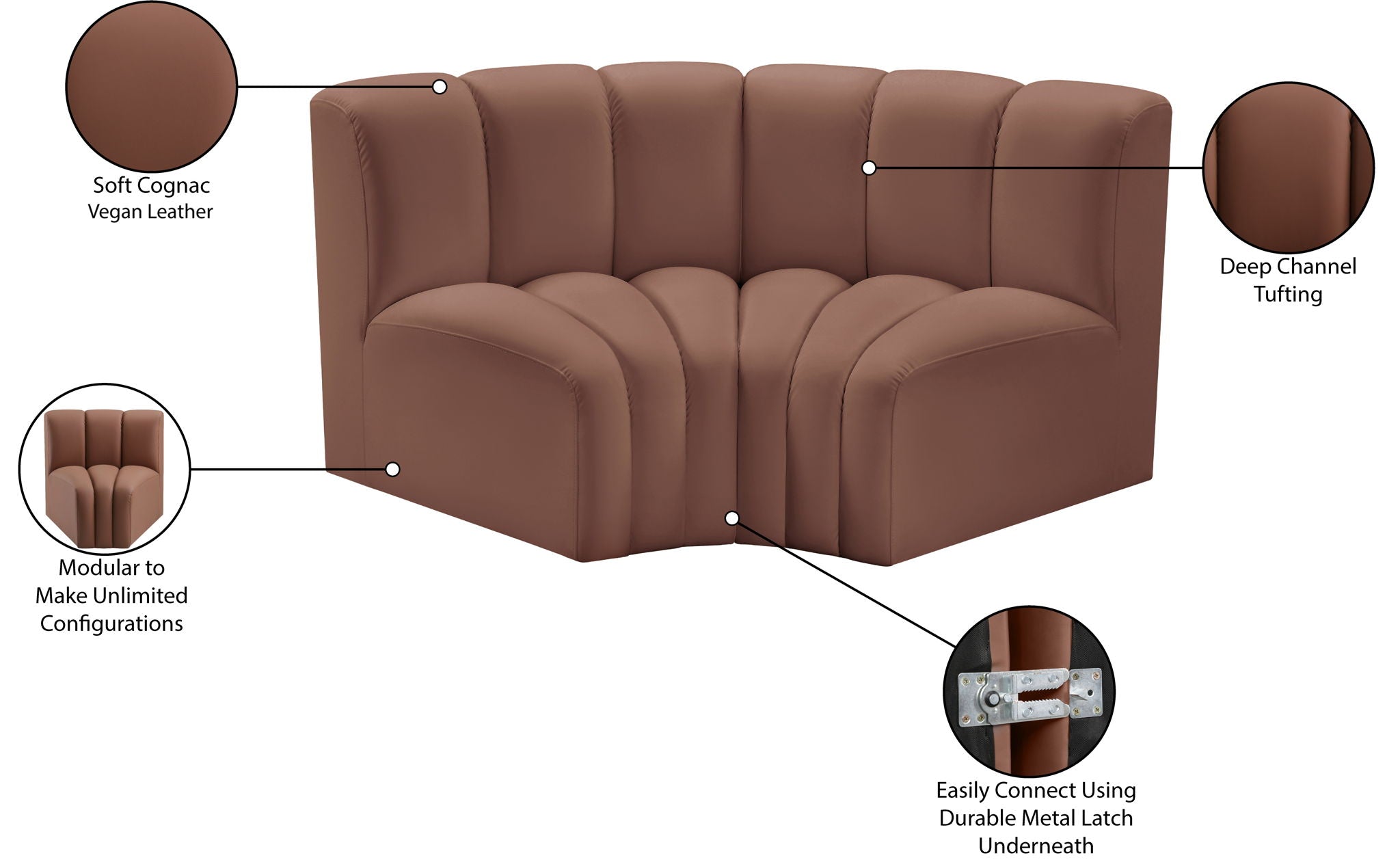 Arc - Faux Leather 2 Piece Modular Sofa