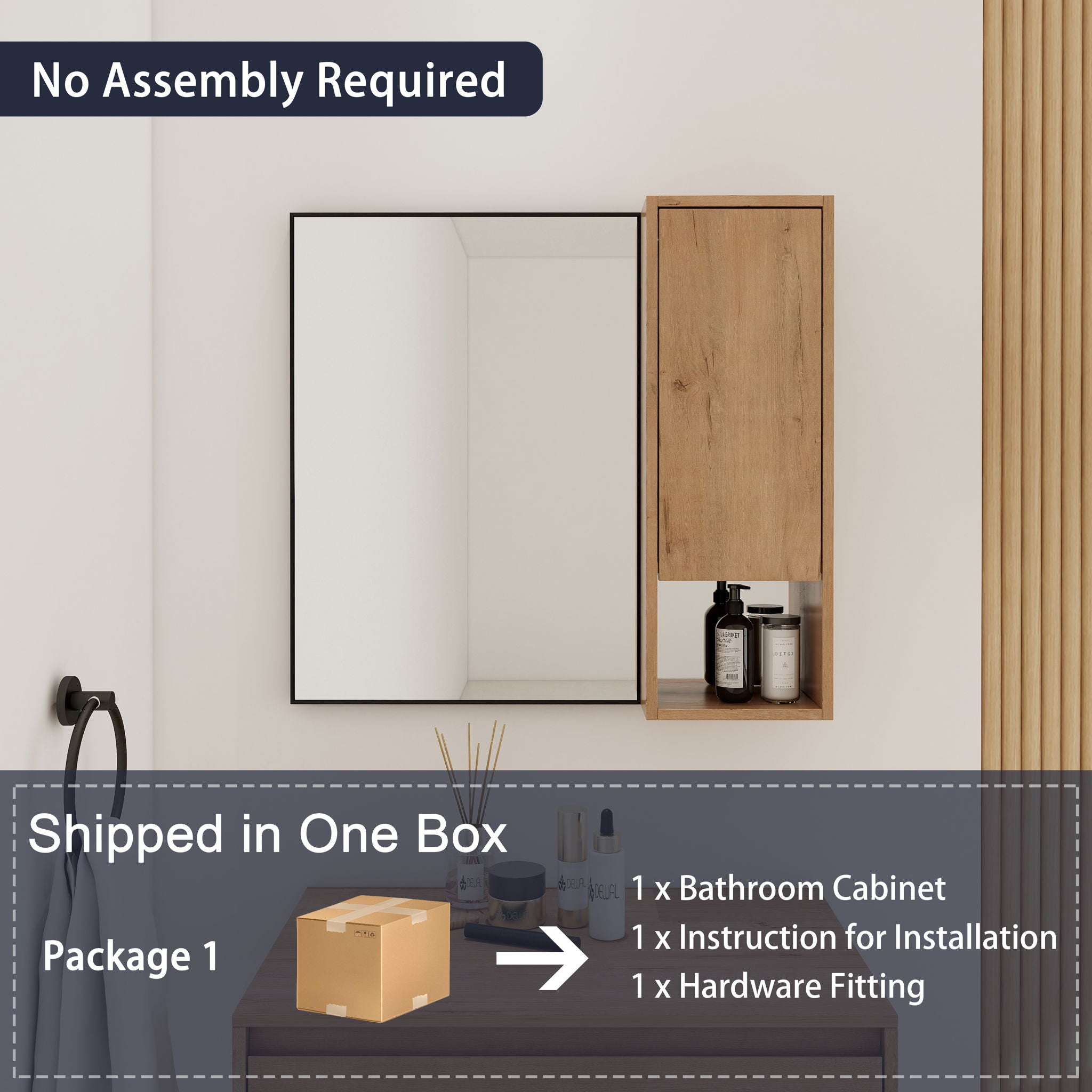 10" Wall Mounted Storage Cabinet, Bathroom Cabinet With Soft Close Door - Imitative Oak