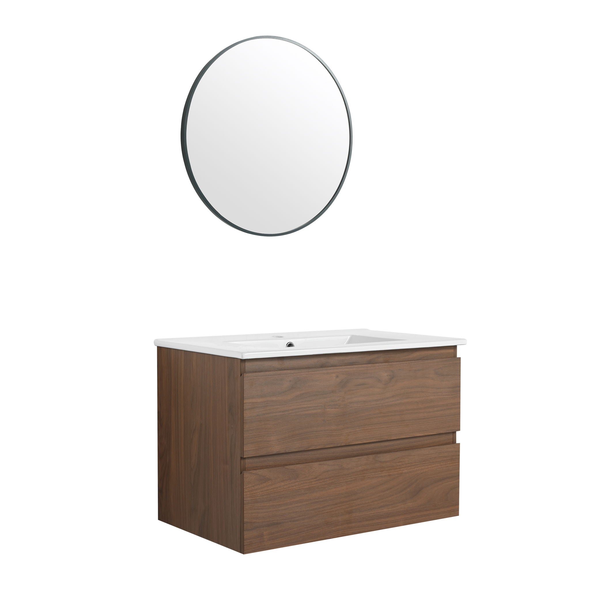 Wall Mounted Bathroom Vanity & Sink, 2 Soft Close Drawers