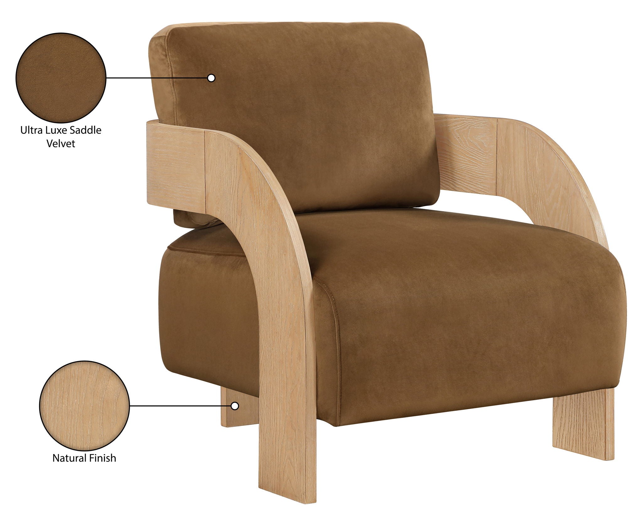 Cedra - Velvet Performance Fabric Upholstered Accent Chair - Natural Frame