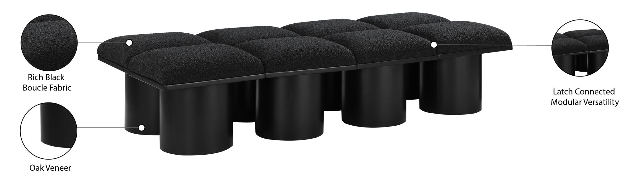 Pavilion - 8 Piece Modular Bench With Black Base
