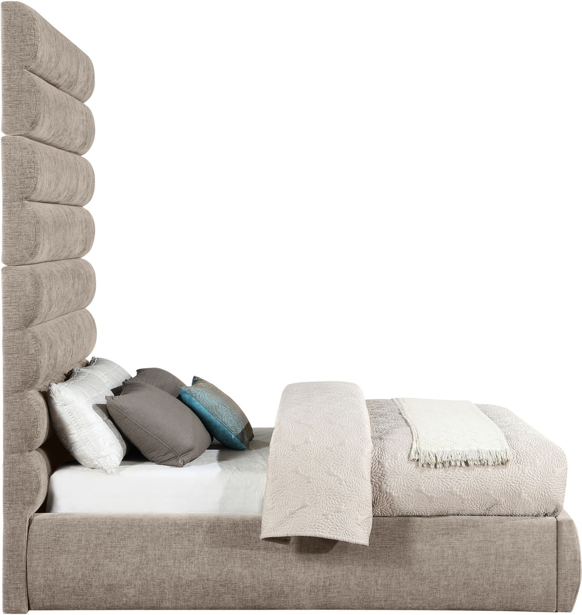 Adam - Chenille Fabric Bed With 89" Headboard