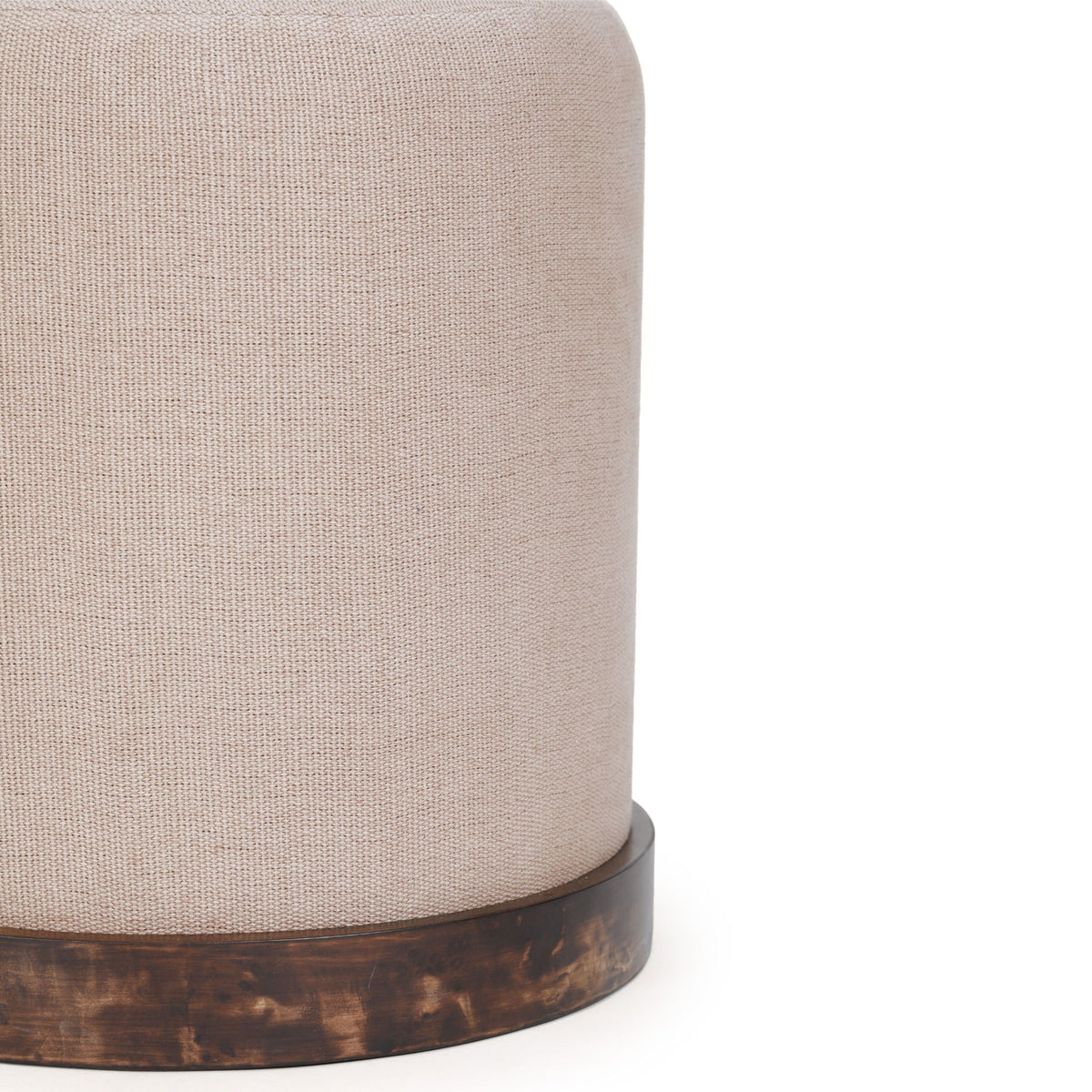Como - Burl And Cotton Jute Designer Accent Stool - Peach
