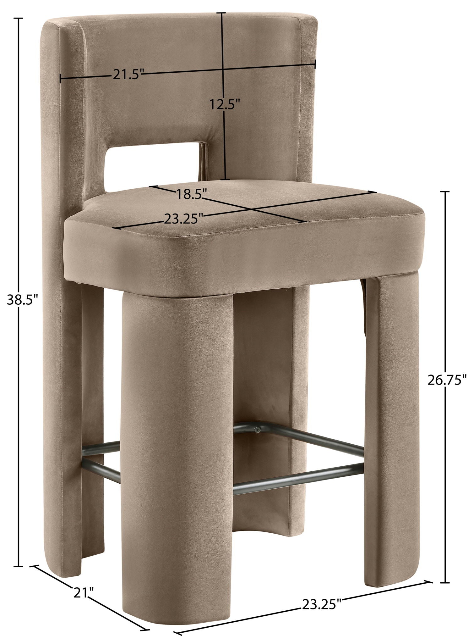 Zuno - Velvet Performance Fabric Upholstered Counter Stool (Set of 2)