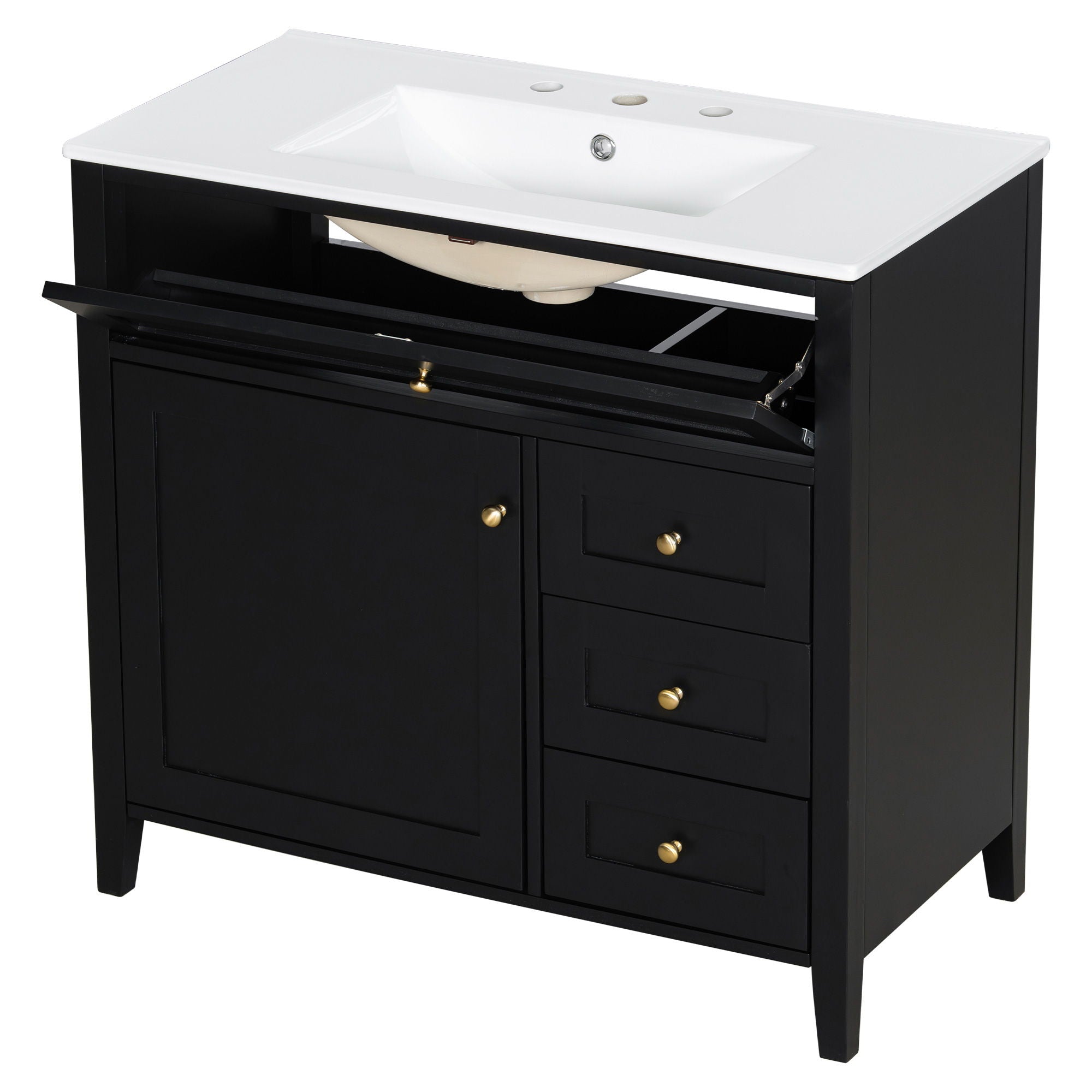 Bathroom Vanity With Sink, Cabinet With 3 Drawers And Adjustable Shelf