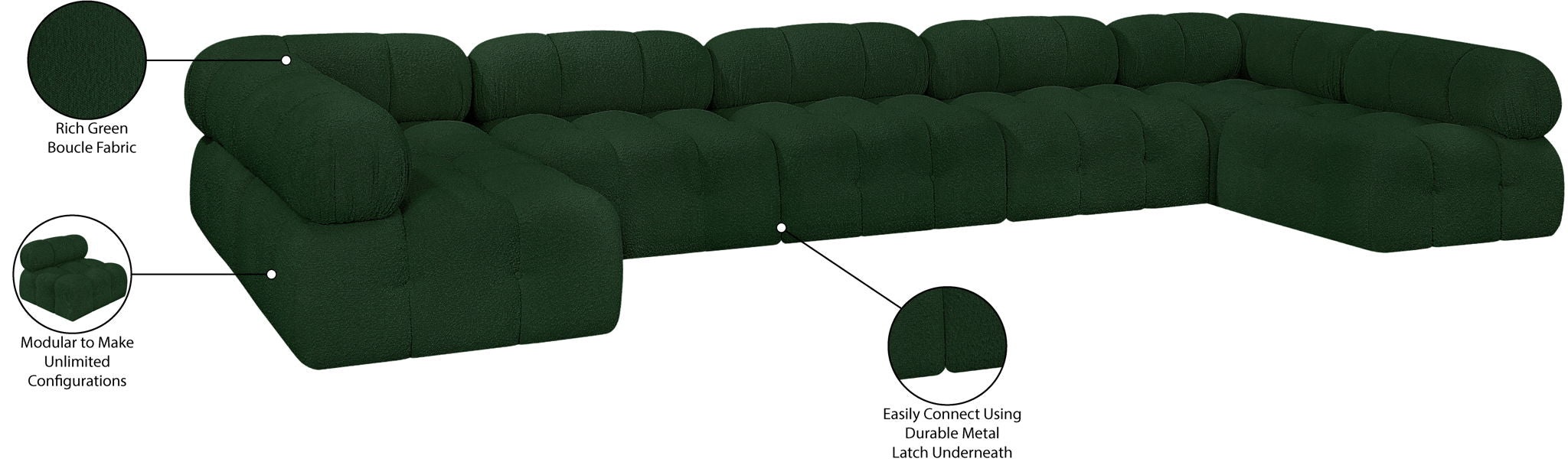 Ames - 7 Piece Boucle Fabric Modular Sectional