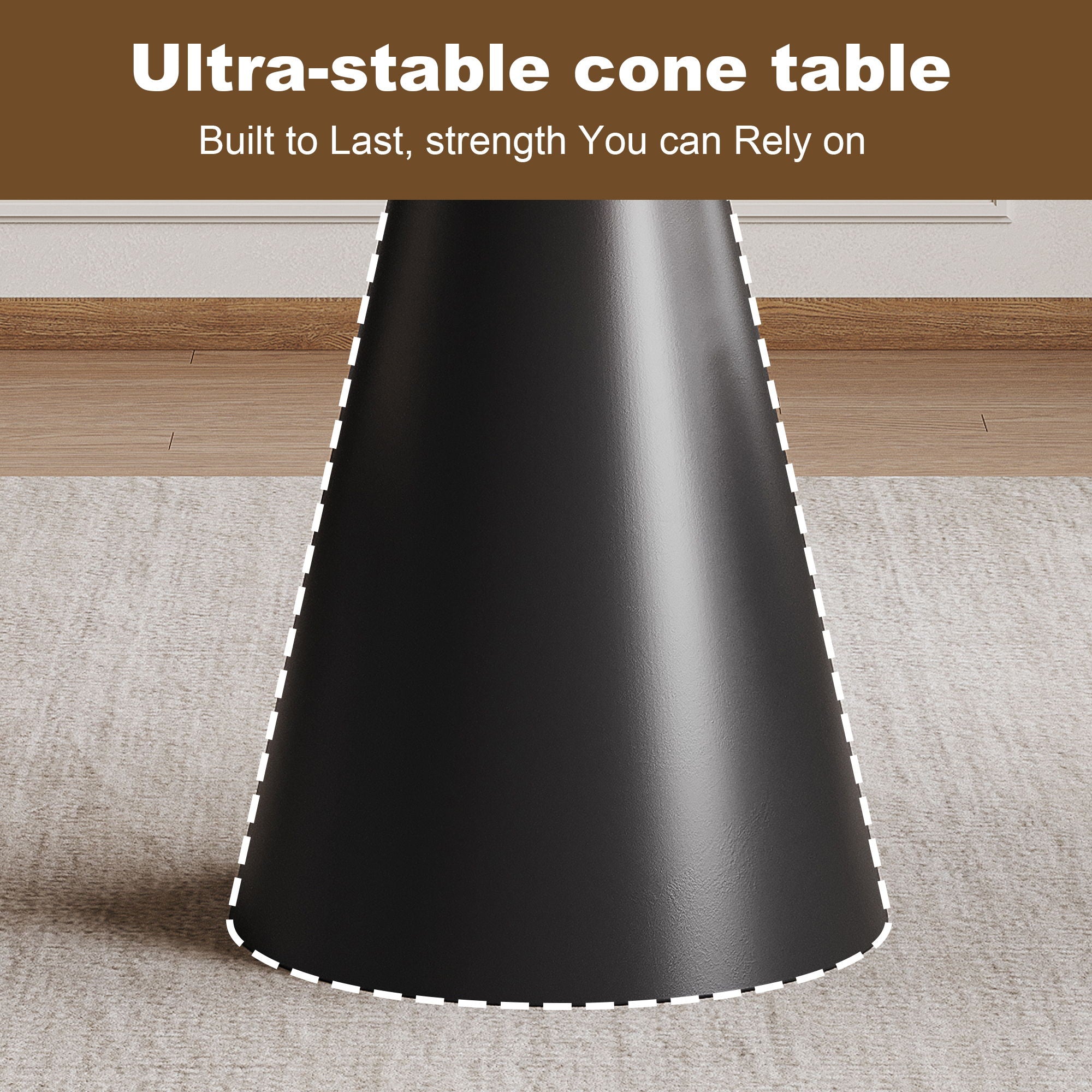 Round Dining Table & Tempered Glass Top - Black / Brown