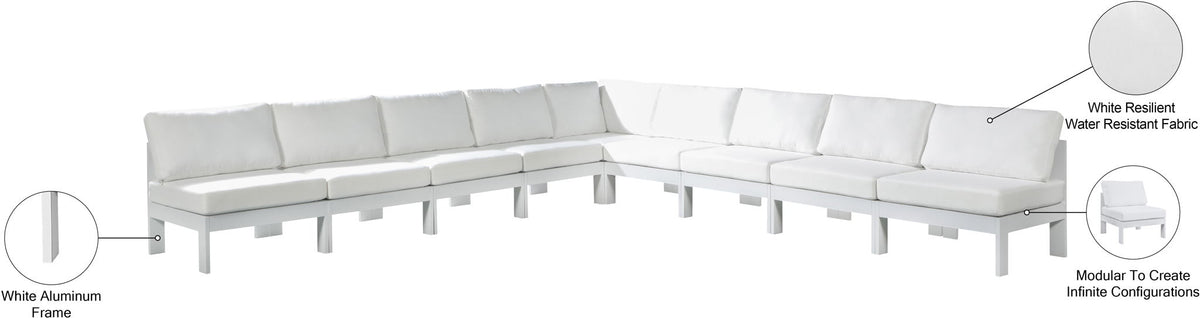 Nizuc - Outdoor Patio 9 Piece Modular Sectional With White Frame