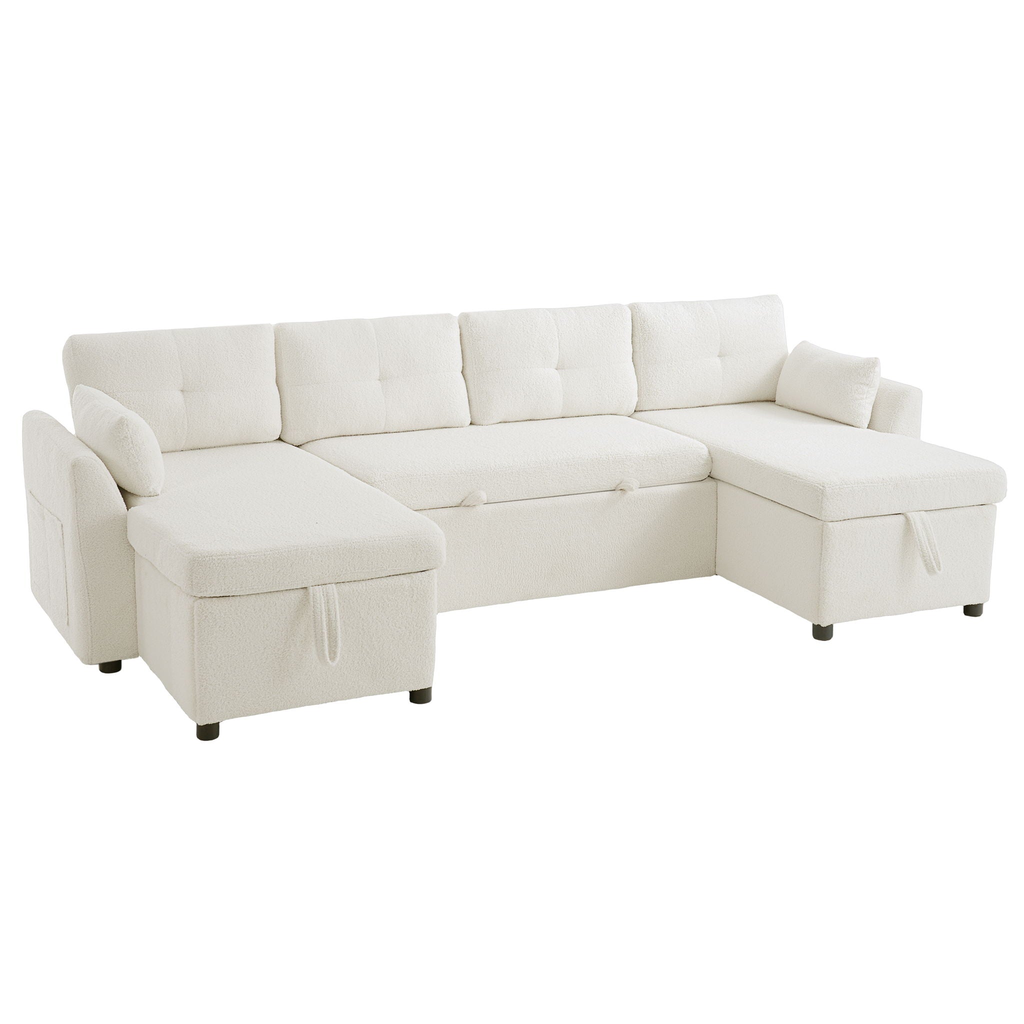 U-Shaped Sectional Sofa Bed With Storage And USB Ports