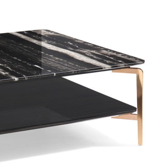 Dorian Modern Black Marble & Ebony Square Coffee Table - original 1