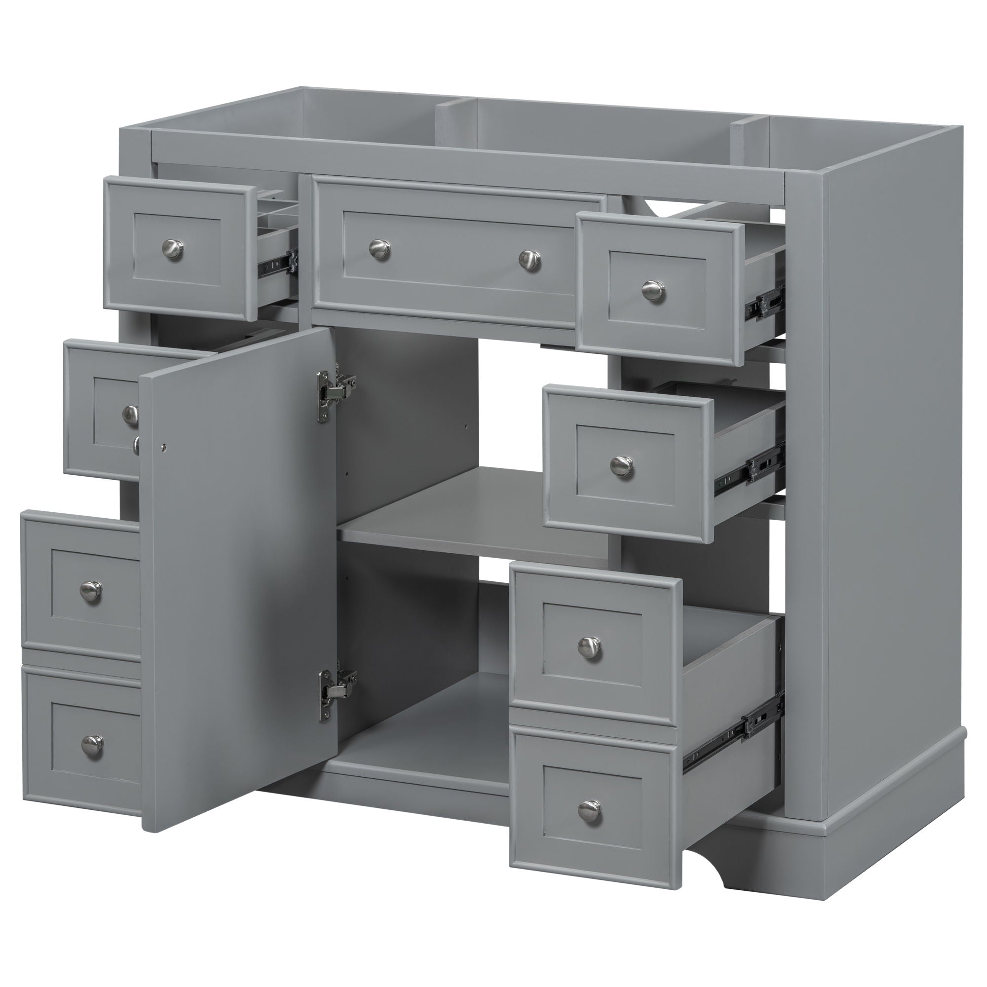 Modern Bathroom Vanity Base Only With 1 Cabinet And 6 Drawers