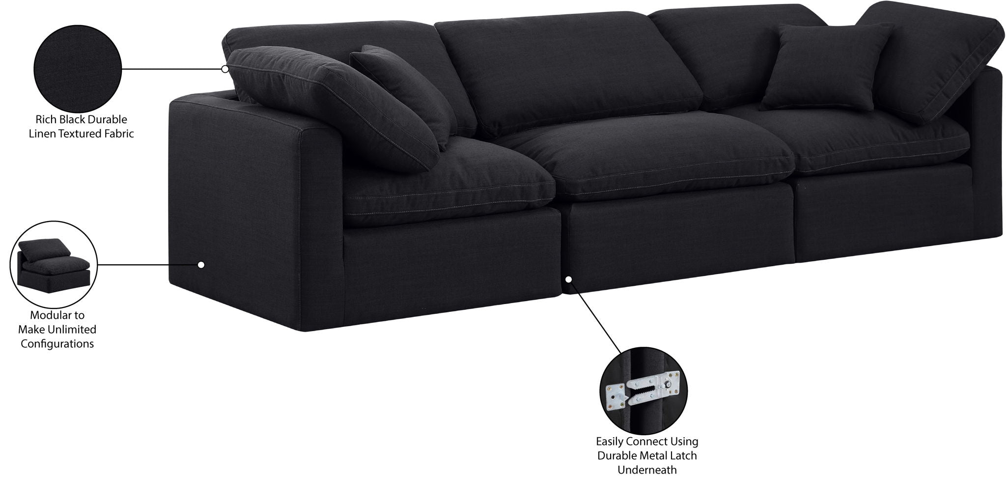Indulge - Linen 3 Seat Modular Sofa