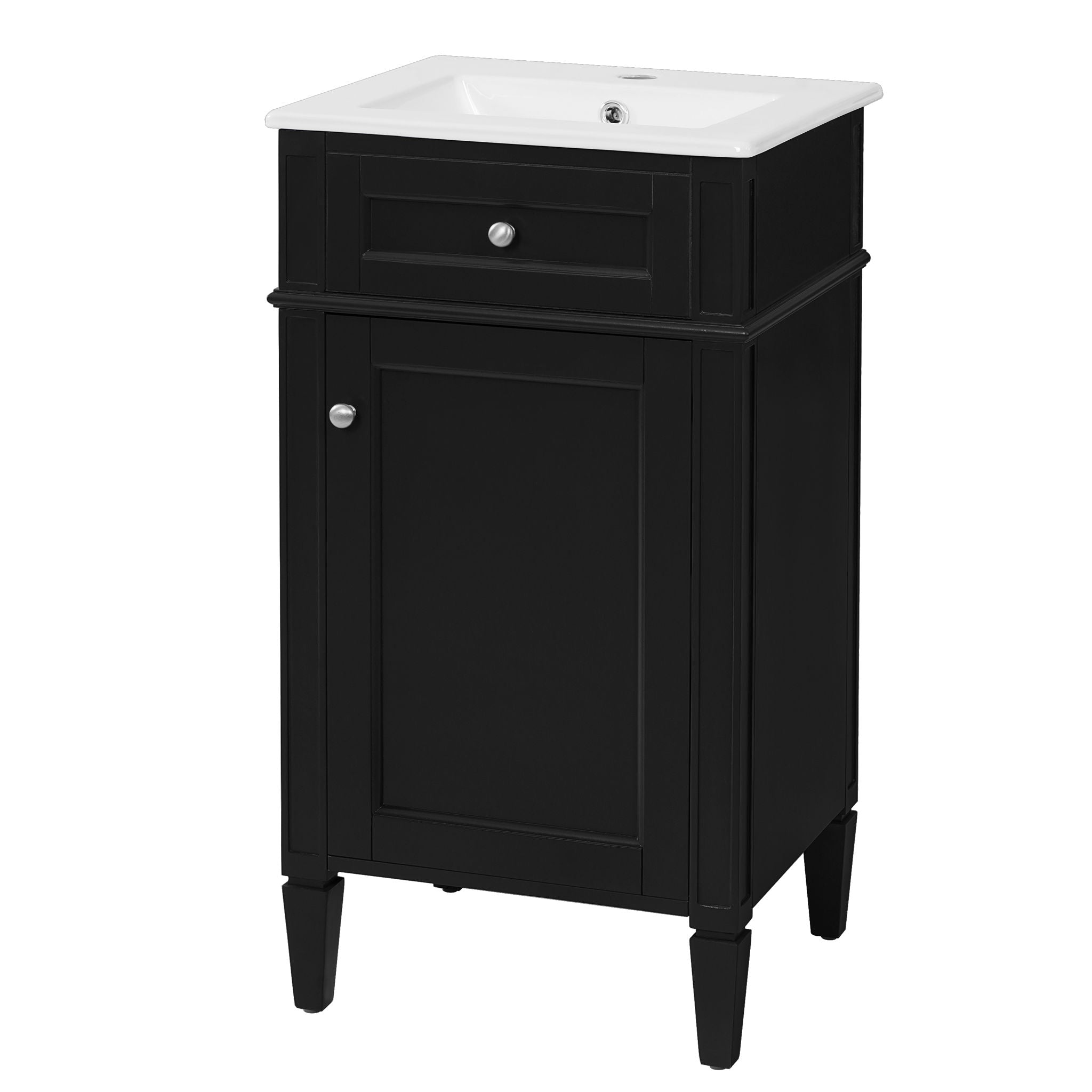 French Style Bathroom Vanity With Sink, Soft-Closing Door, Adjustable Shelf, Rectangular Design