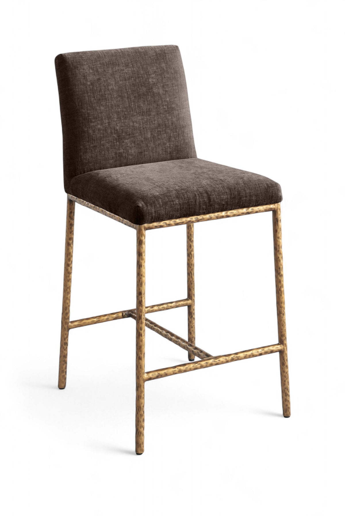 Reeves - Chenille Fabric Upholstered Counter Stool (Set of 2) - Gold Base