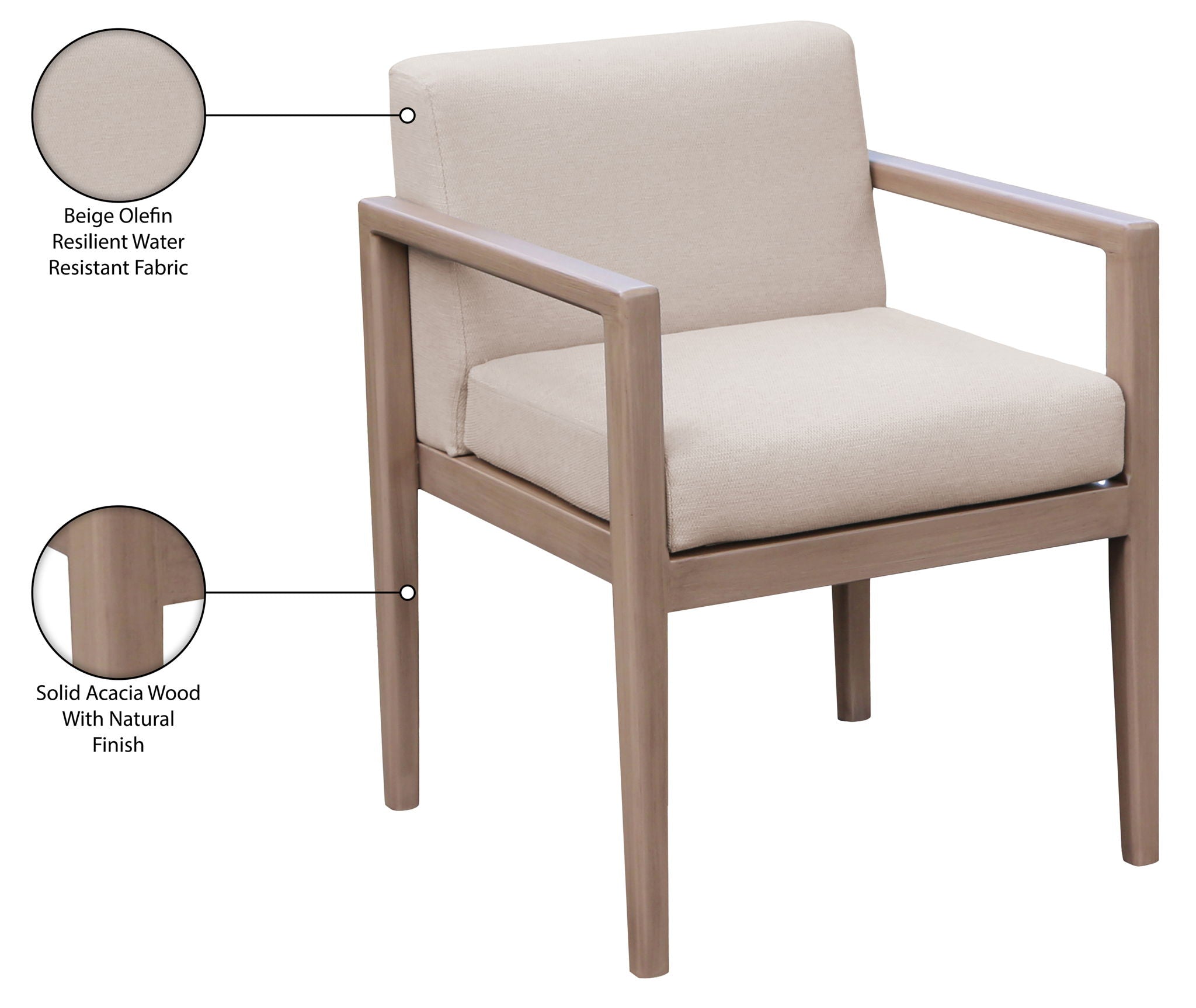 Solace - Olefin Performance Fabric Outdoor Patio Dining Arm Chair