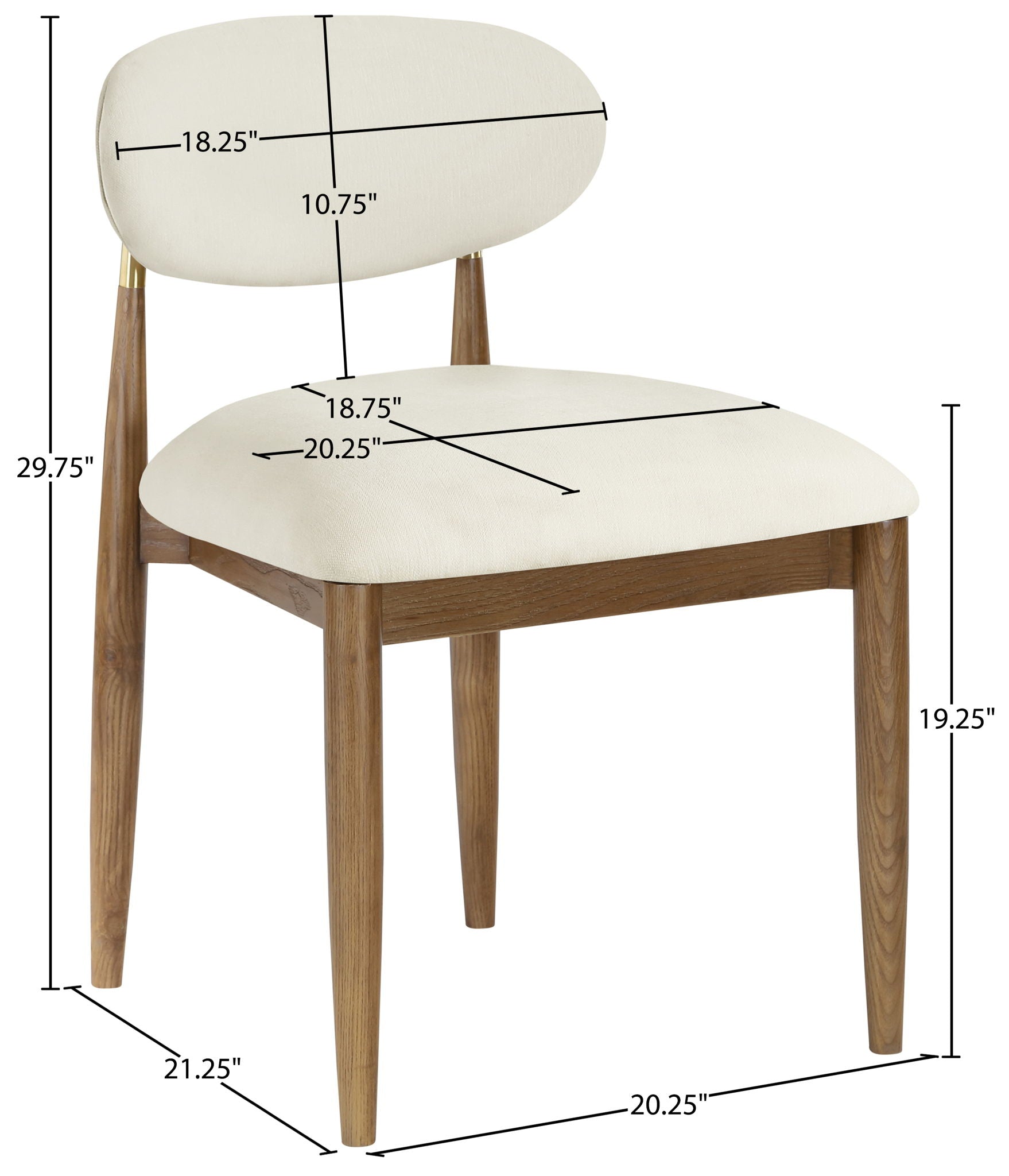 Riccio - Fabric Dining Side Chair (Set of 2) - Walnut Frame