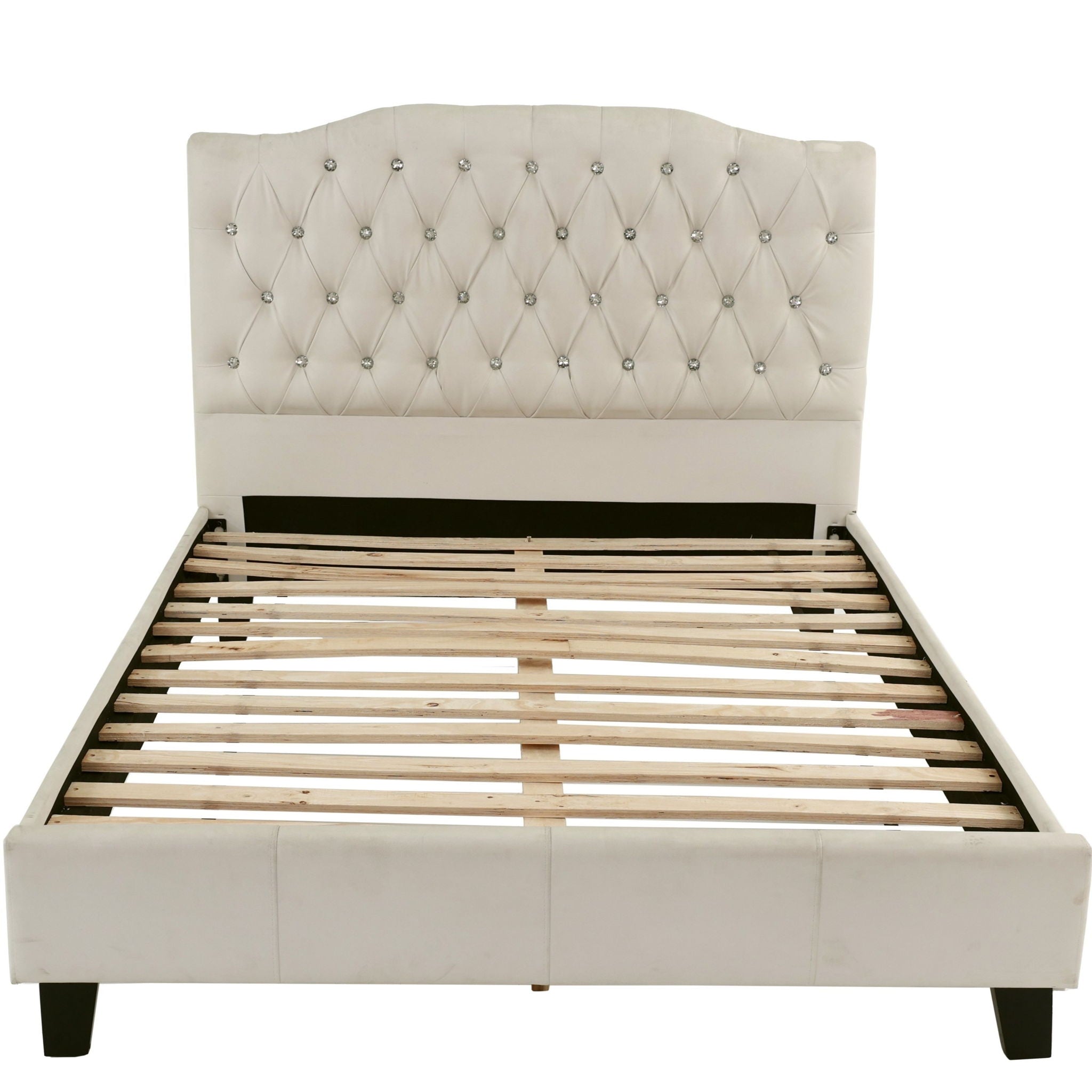 Modern Bed Frame With Tufted Upholstered Headboard