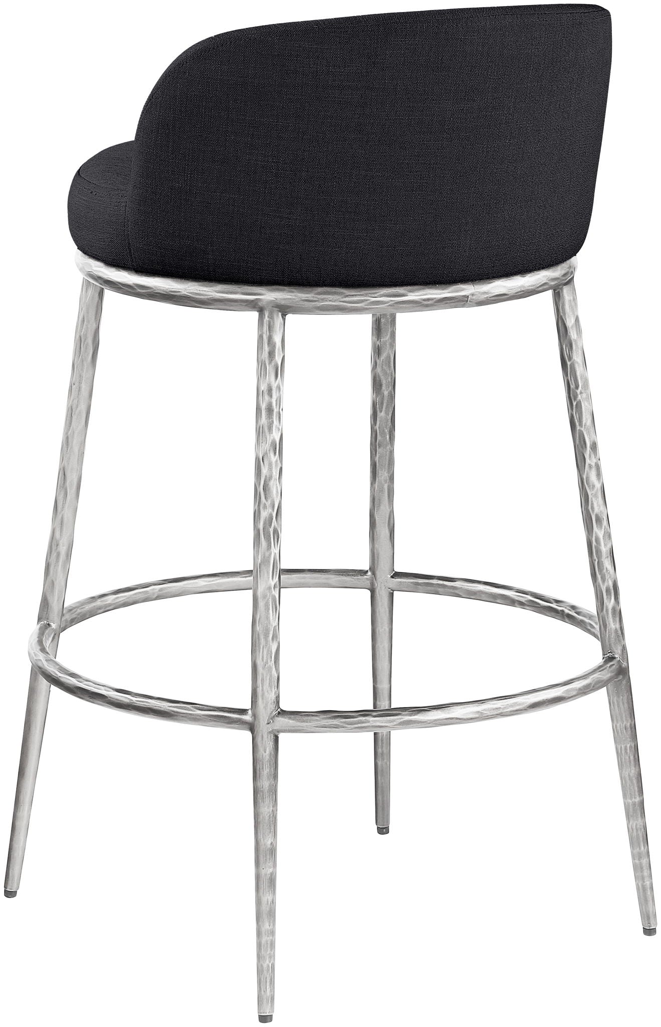 Ferro - Performance Fabric Upholstered Bar Stool - Antique Silver