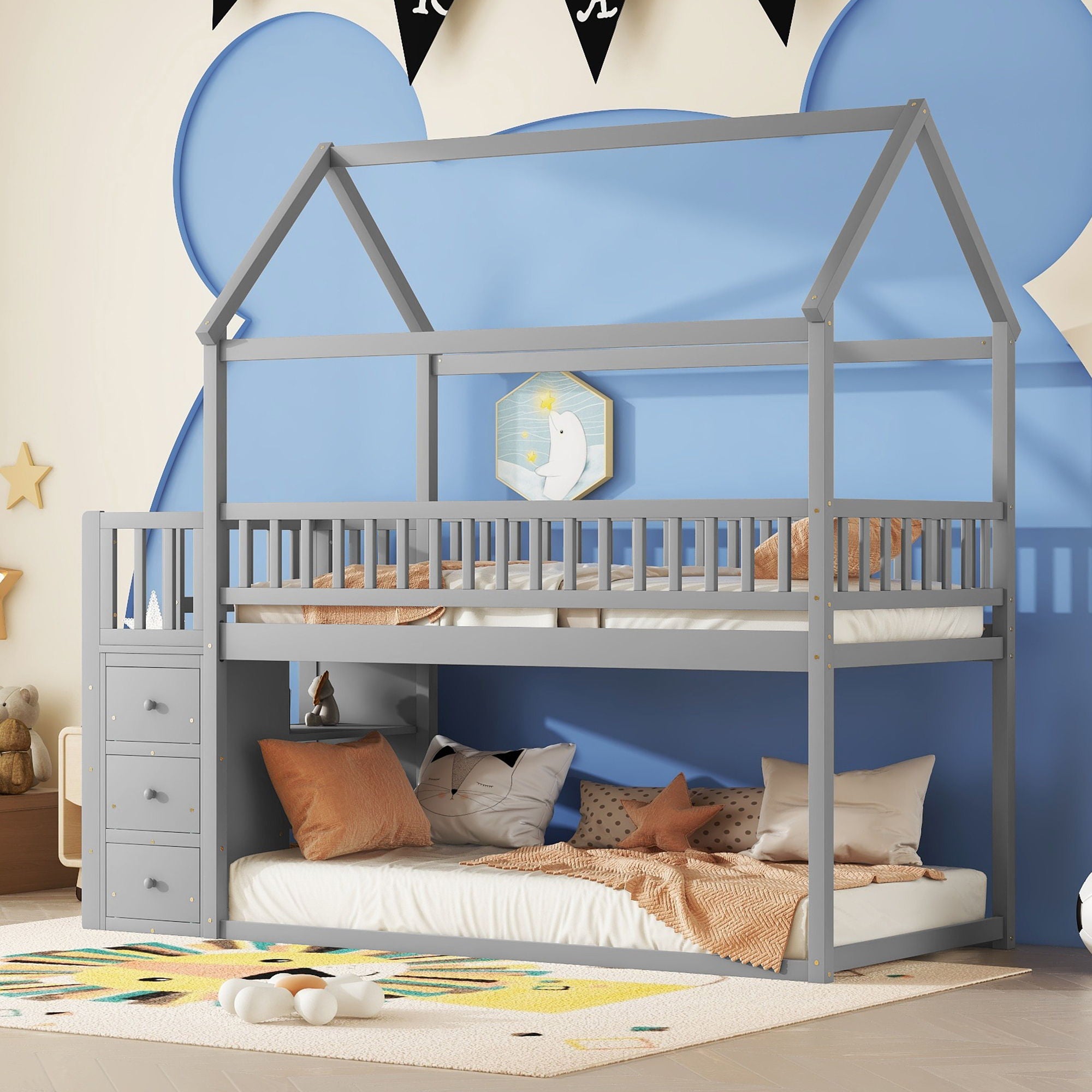 Bunk Bed With Shelves And Drawers, Storage Focused Design