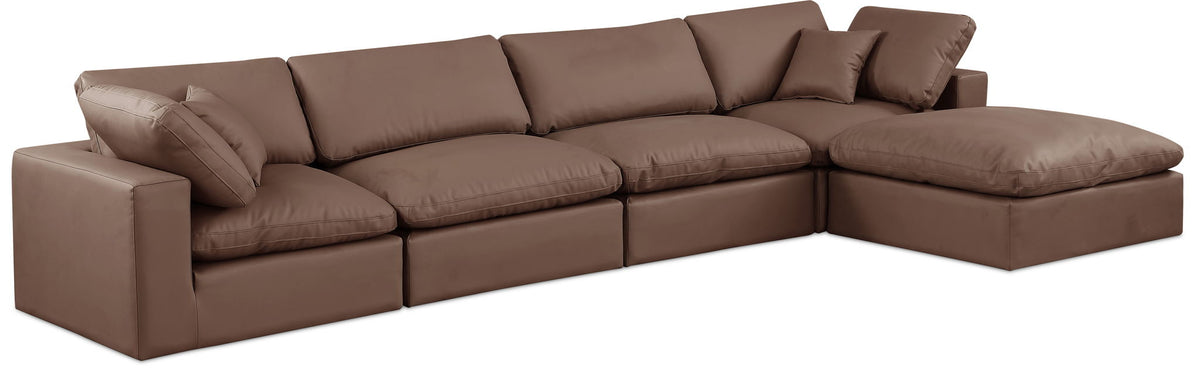 Comfy - 5 Piece Faux Leather Modular Sectional With Chaise