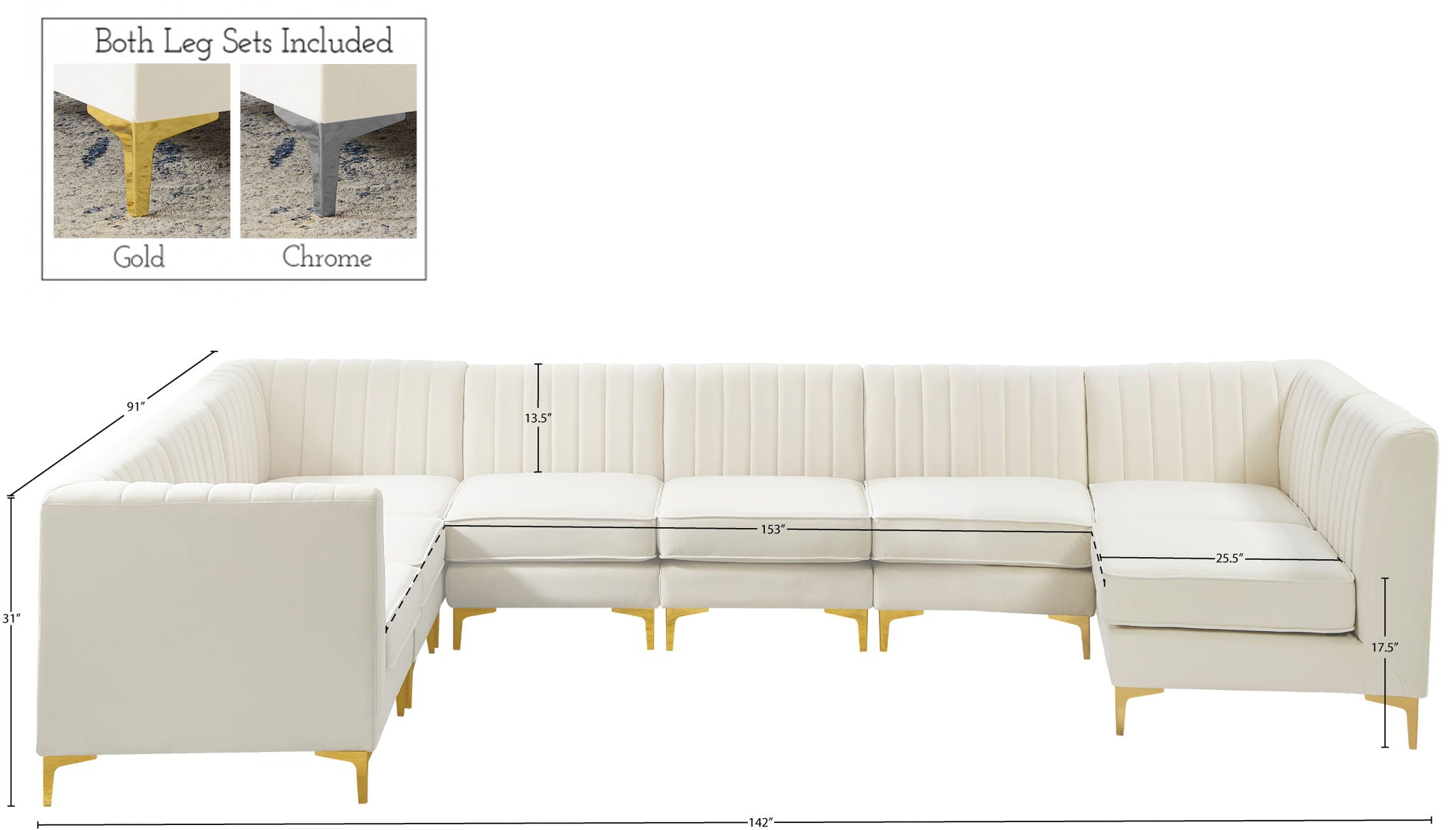 Alina - 8 Piece Velvet Modular Sectional