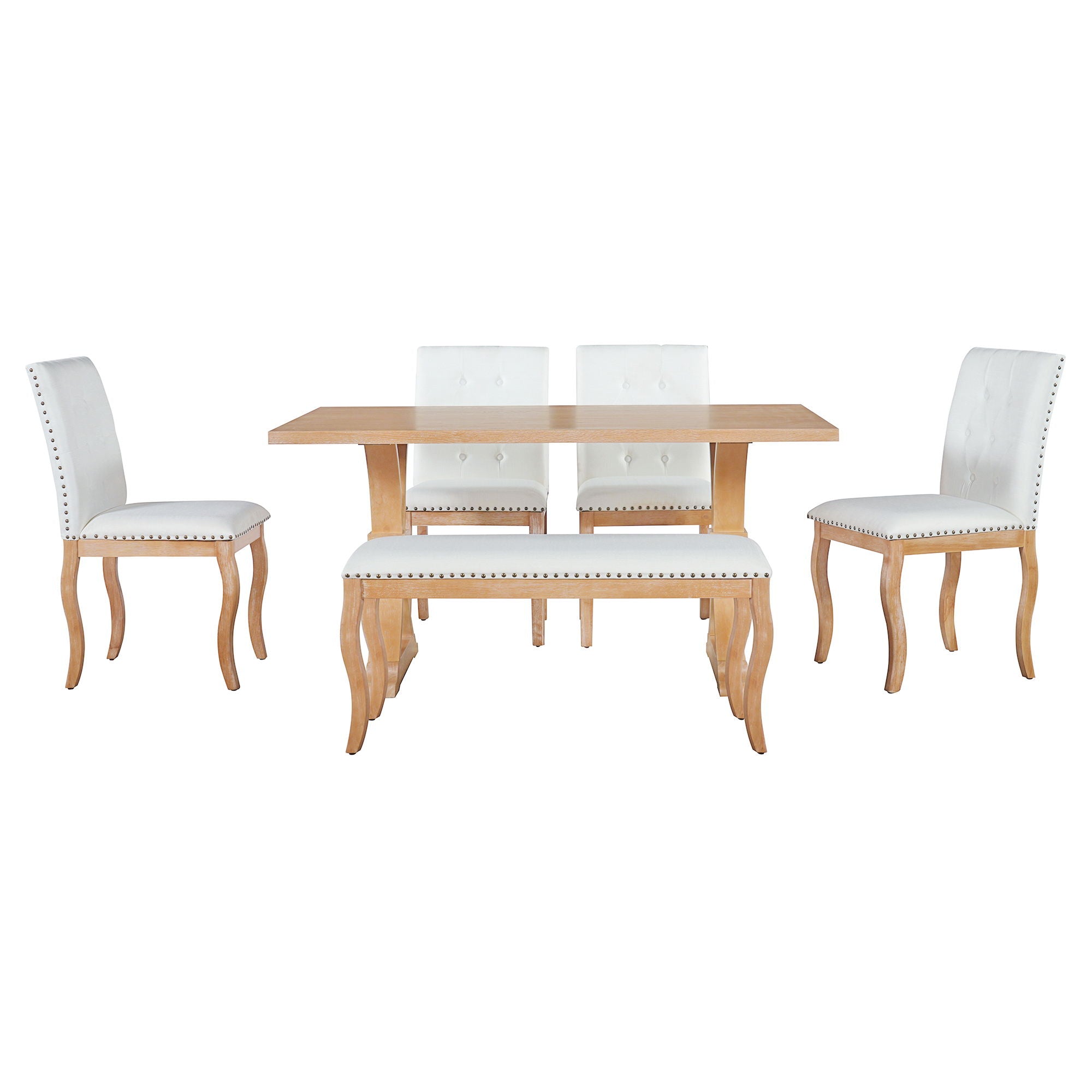 Dining Set With Bench, 6 Piece