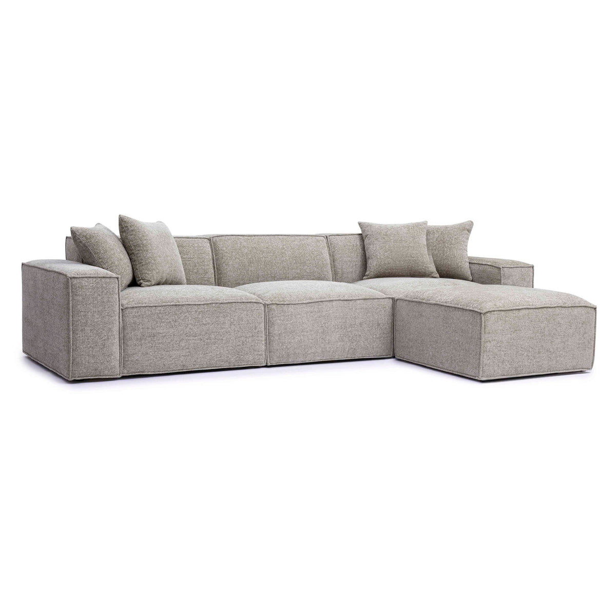 Mindy White Chenille Basketweave Modular Sectional