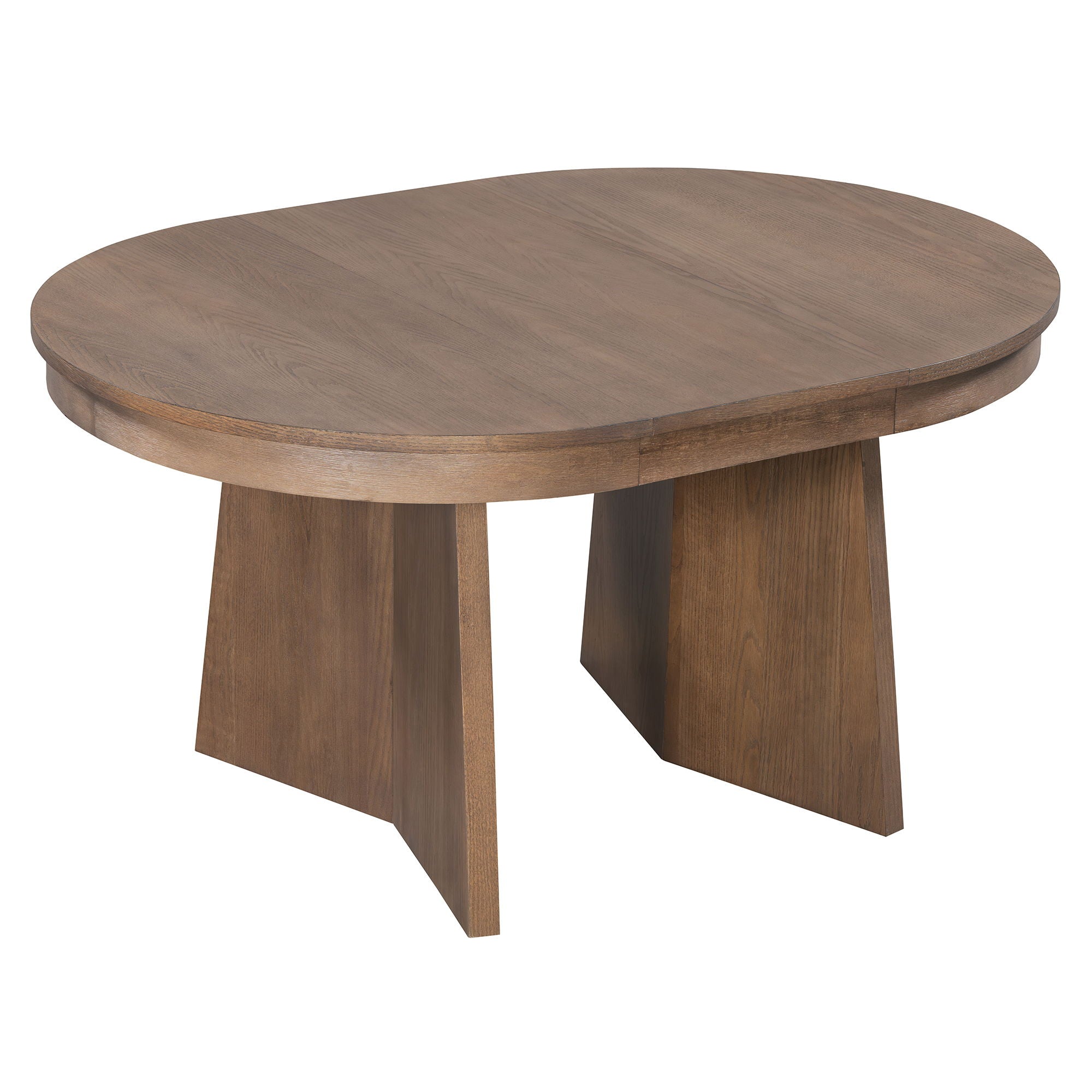 Extendable Round Dining Table Set For 4 With 4 Upholstered Chairs - Beige / Walnut